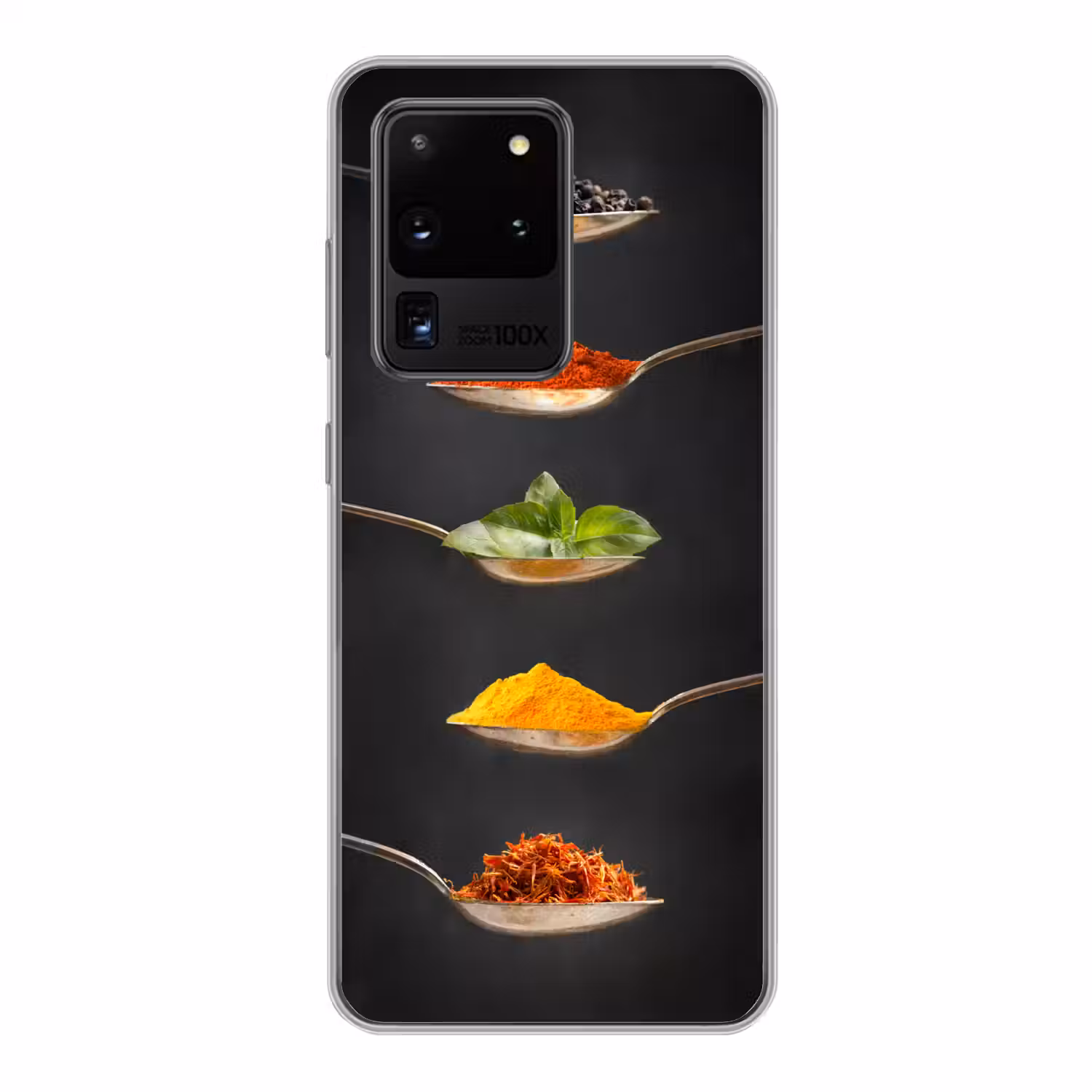 Kruiden - Lepel - Specerijen - Zwart - Italiaans Telefoonhoesje Samsung Galaxy S20 Ultra klein -3d