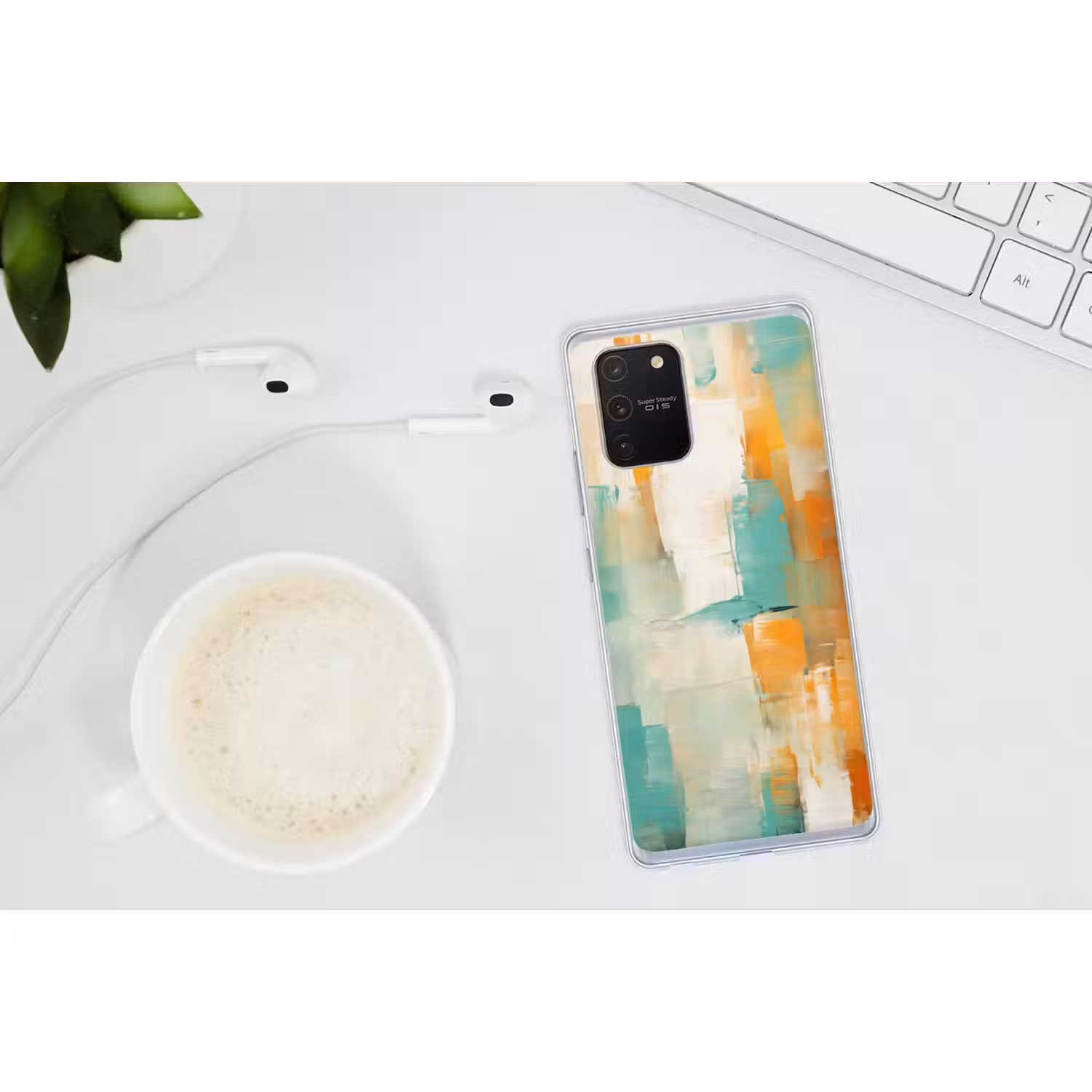 Kunst - Abstract - Blauw - Wit Telefoonhoesje Samsung Galaxy S10 Lite klein -oordopS10Lite