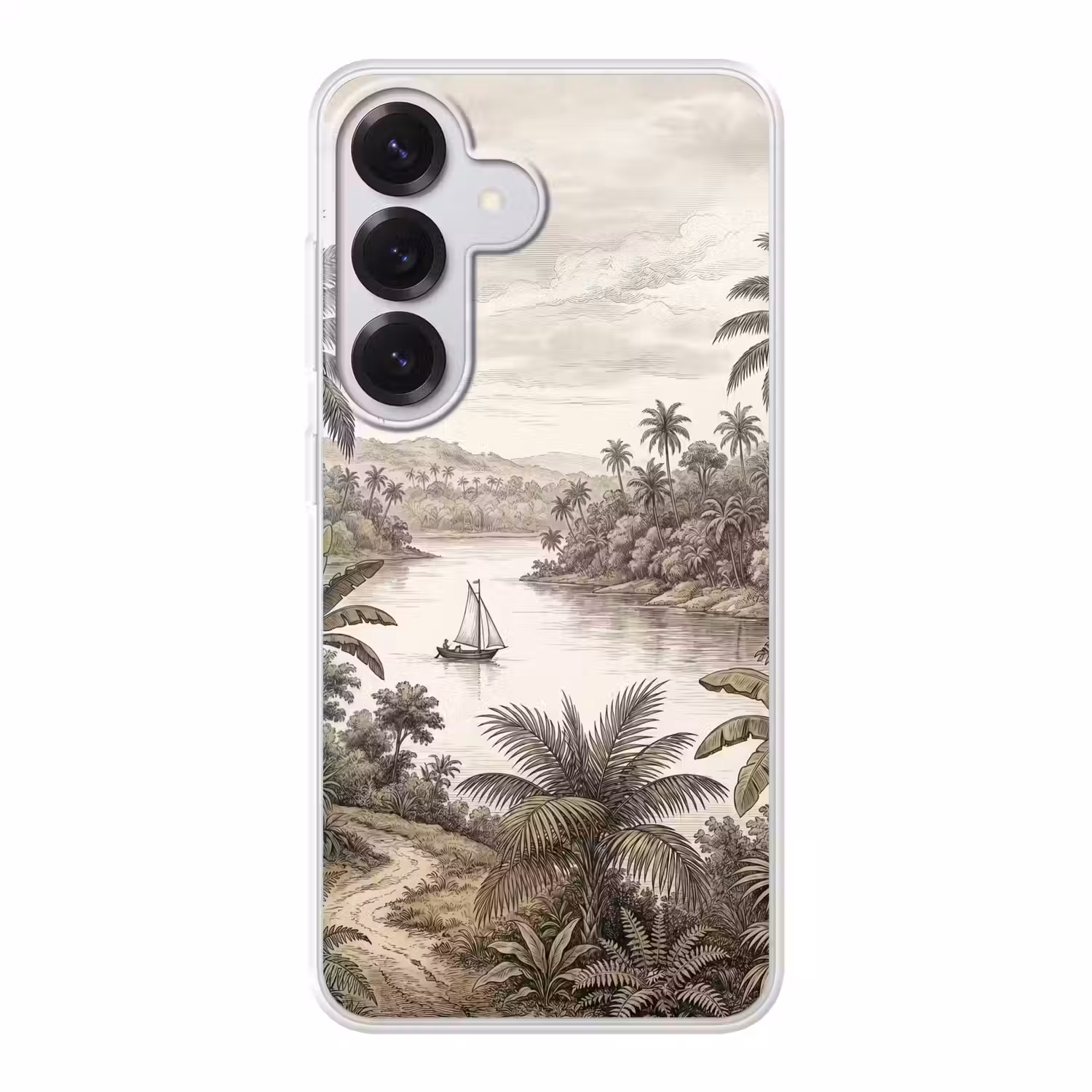 Landschap - Rivier - Boot - Tropisch - Vintage Telefoonhoesje Samsung Galaxy S26 klein -3d