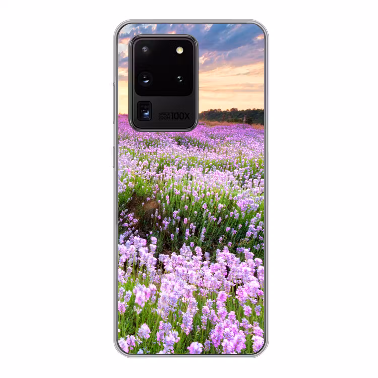 Lavendel - Bloemen - Zonsondergang - Paars - Weide Telefoonhoesje Samsung Galaxy S20 Ultra klein -3d