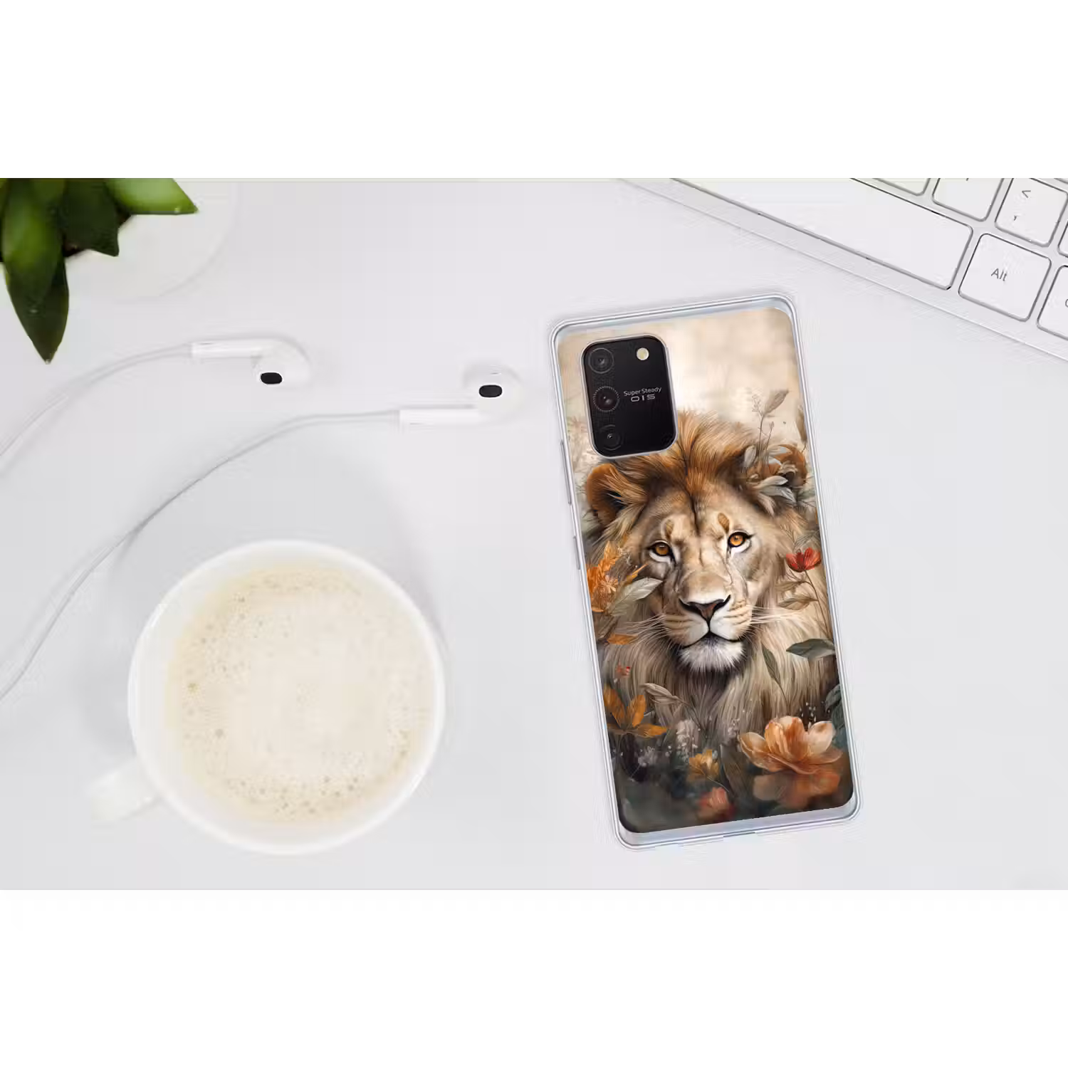 Leeuw - Wilde dieren - Planten - Natuur - Bloemen Telefoonhoesje Samsung Galaxy S10 Lite klein -oordopS10Lite
