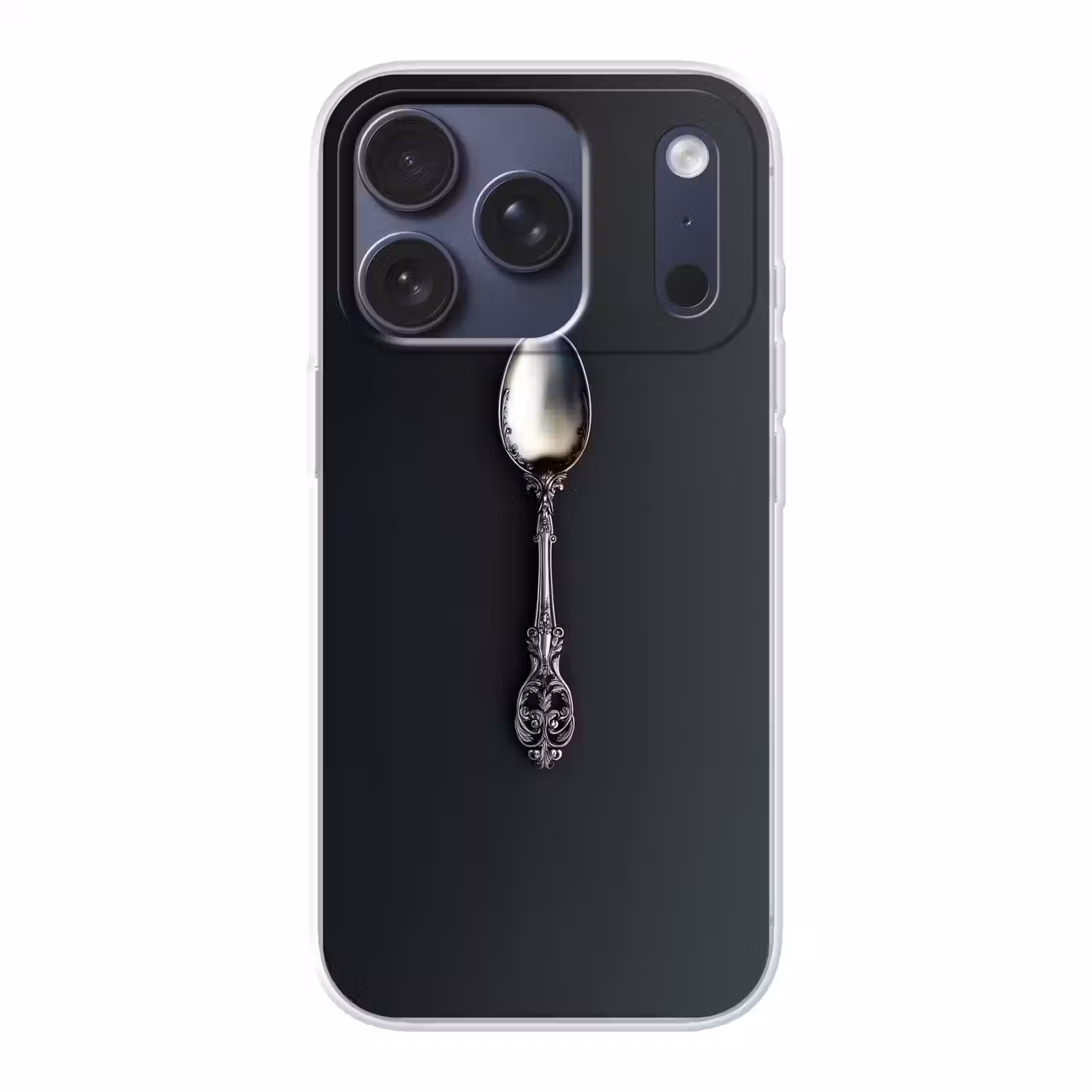 Lepel - Zilver - Metaal Telefoonhoesje iPhone 17 Pro klein -3d