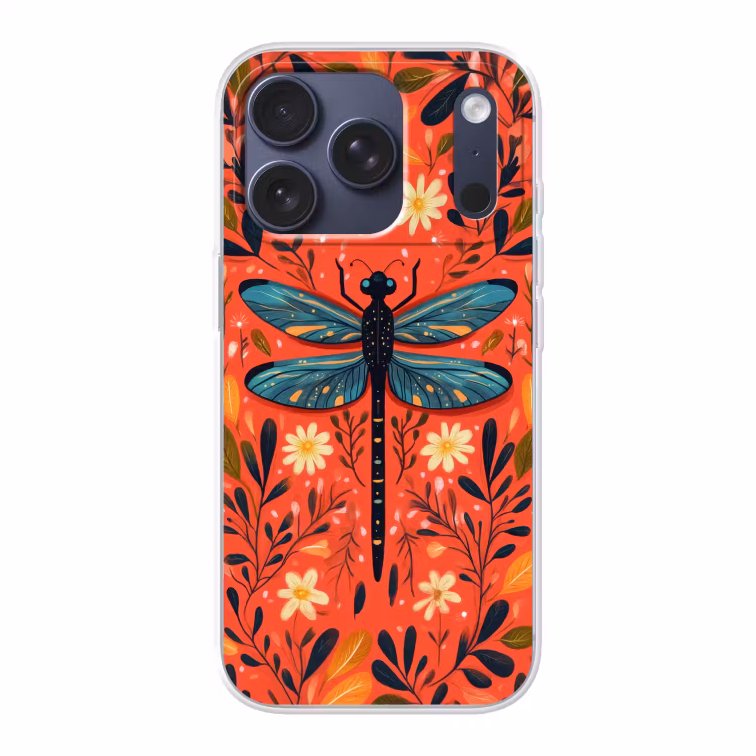 Libel - Blauw - Vleugels - Bladeren Telefoonhoesje iPhone 17 Pro klein -3d