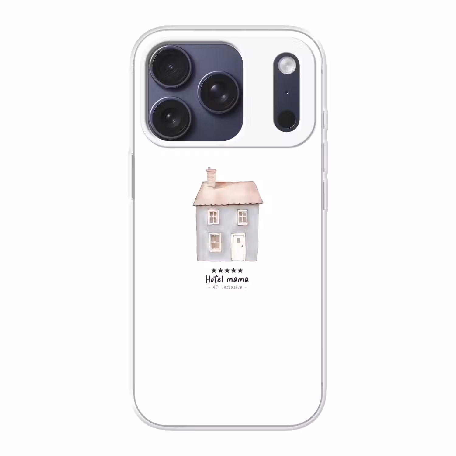 Lichtblauw - Huisje - Mama - Tekst Telefoonhoesje iPhone 17 Pro klein -3d