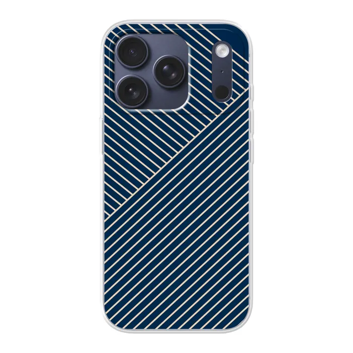 Lijnen - Abstract - Blauw - Wit - Minimalistisch Telefoonhoesje iPhone 17 Pro klein -3d