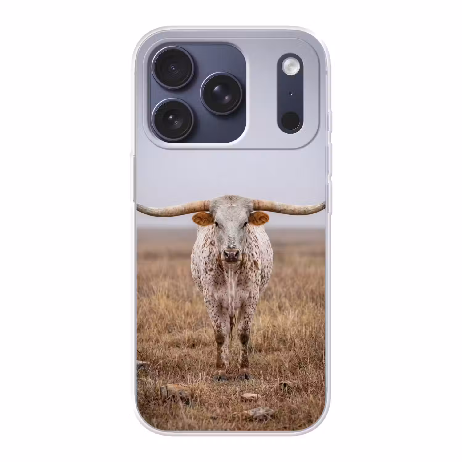 Longhorn - Grasveld - Dier Telefoonhoesje iPhone 17 Pro klein -3d