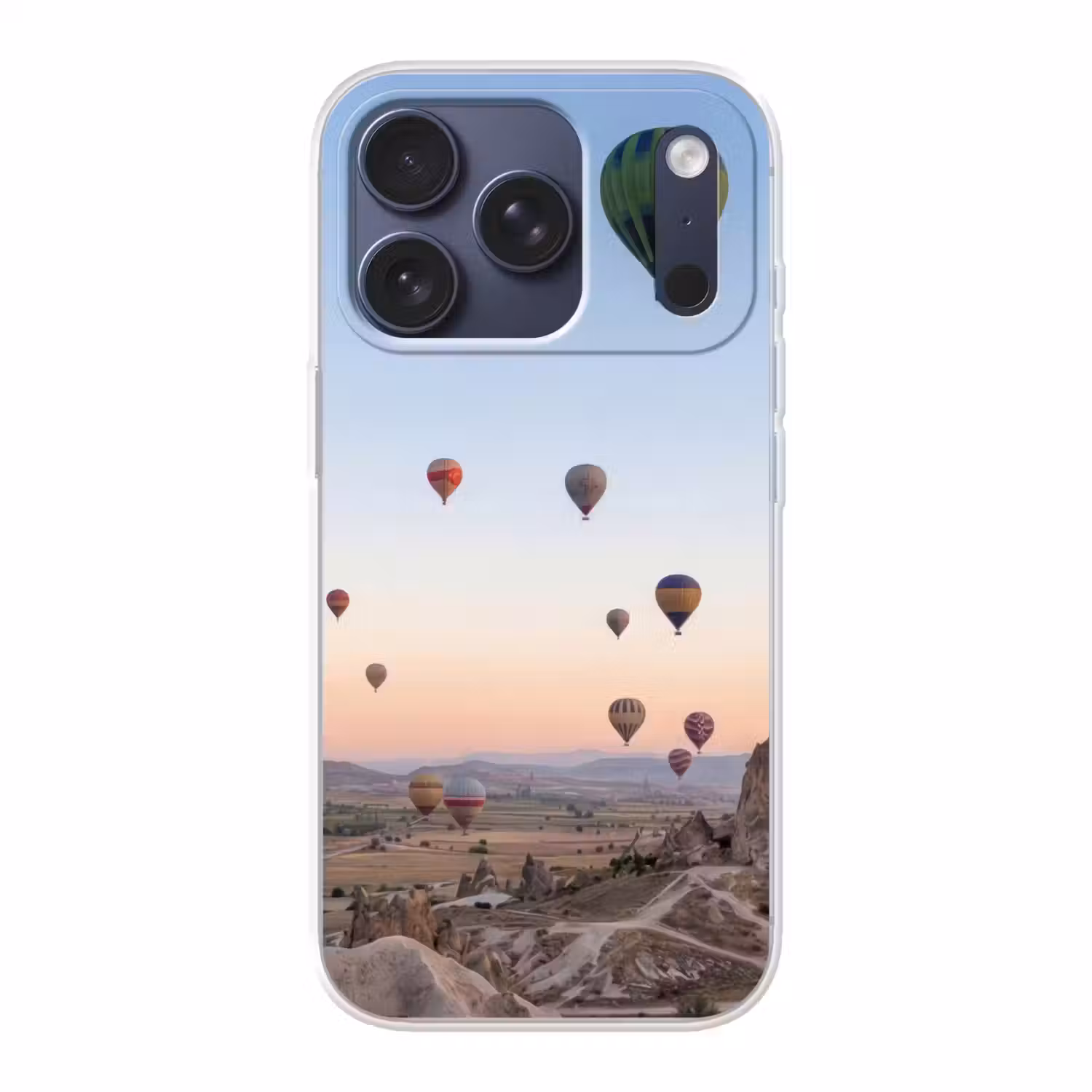 Luchtballonnen - Rotsen - Zonsopgang Telefoonhoesje iPhone 17 Pro klein -3d