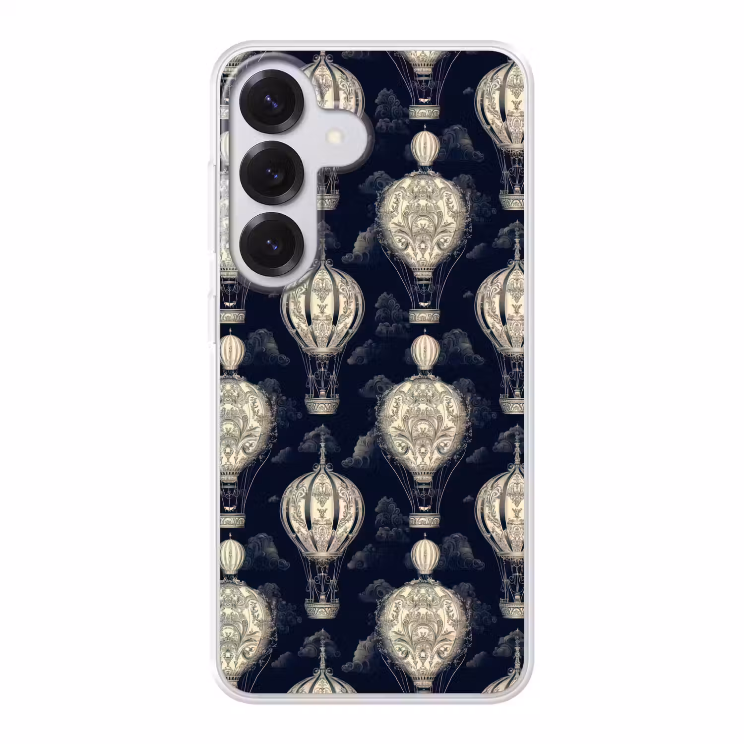 Luchtballonnen - Wolken - Patroon - Donkerblauw Telefoonhoesje Samsung Galaxy S26 klein 975 -3d