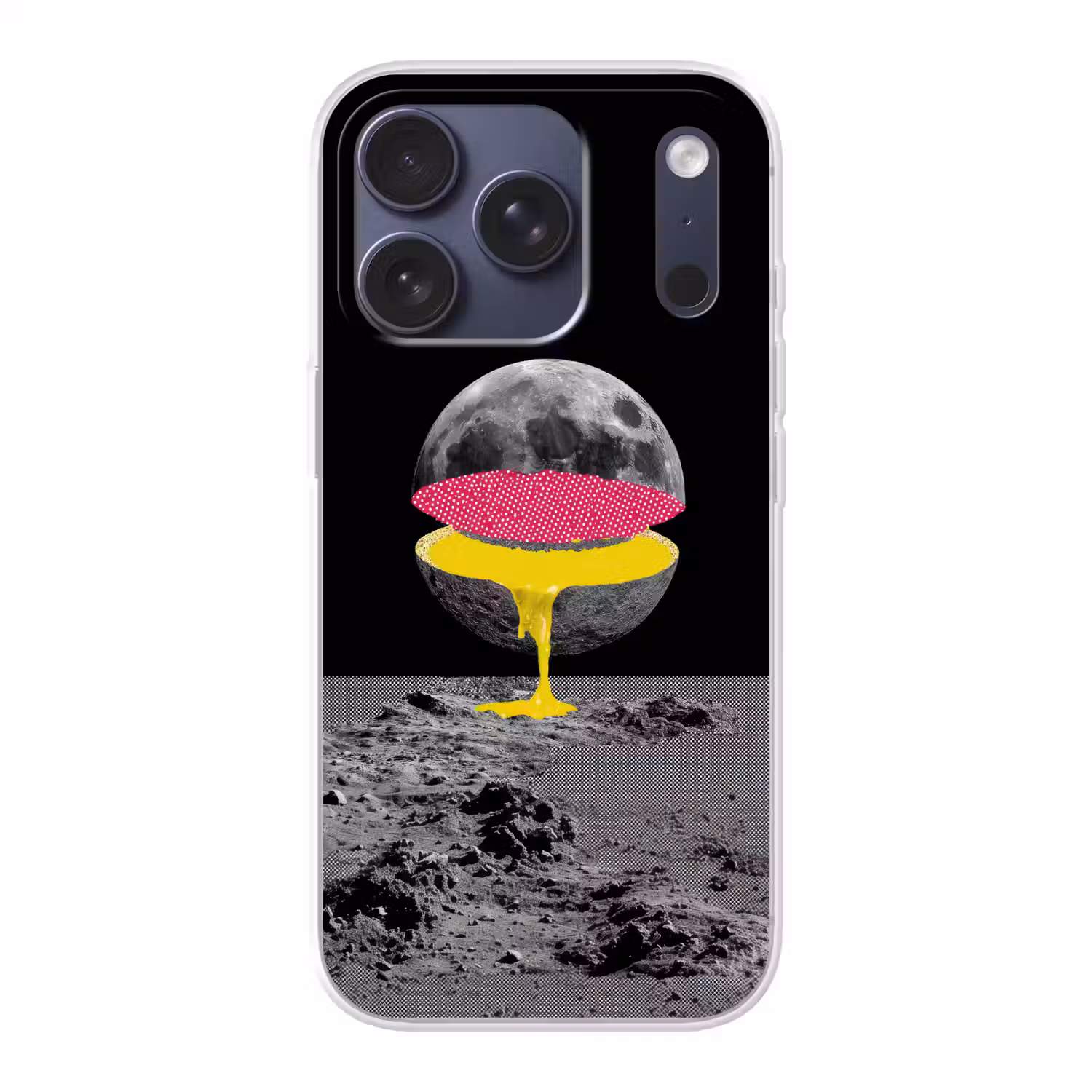Maan - Geel - Roze - Zwart Telefoonhoesje iPhone 17 Pro klein -3d