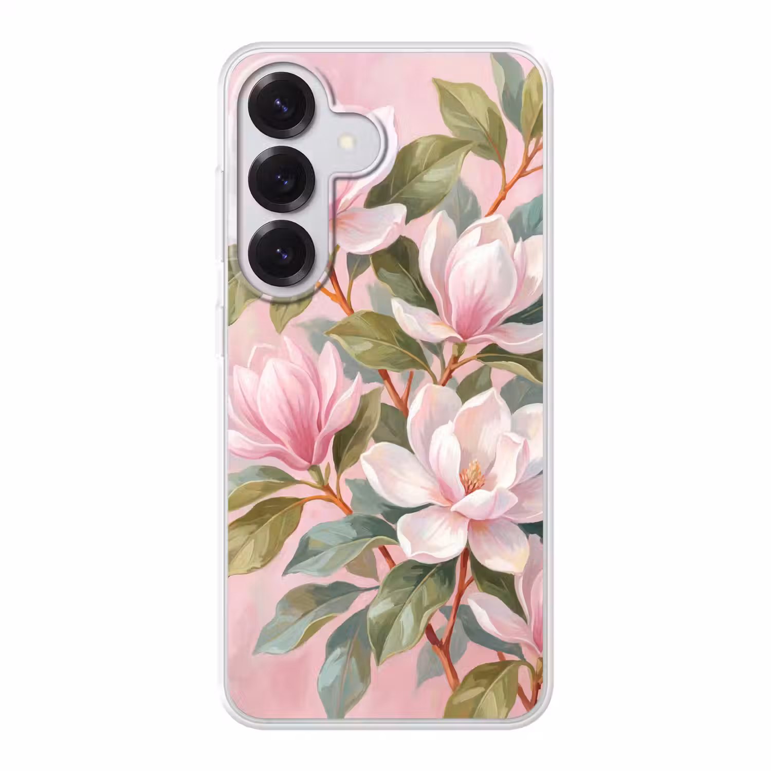 Magnolia's - Patroon - Roze Telefoonhoesje Samsung Galaxy S26 klein -3d