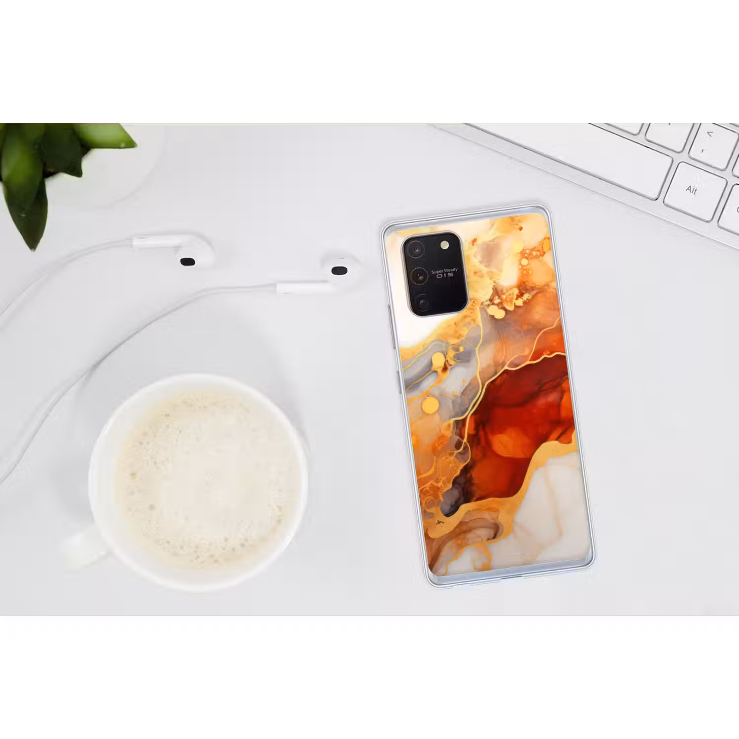 Marmer - Oranje - Goud - Modern - Abstract Telefoonhoesje Samsung Galaxy S10 Lite klein -oordopS10Lite