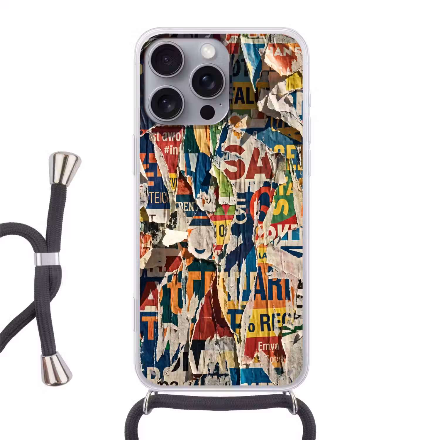 Abstract - Gelaagd papier - Urban - Modern - Kleurrijk Hoesje iPhone 16 Pro Max met koord klein -3d