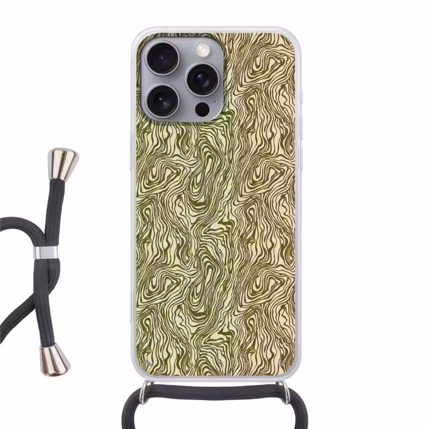 Abstract - Marmer - Groen Hoesje iPhone 16 Pro Max met koord klein 804 -3d