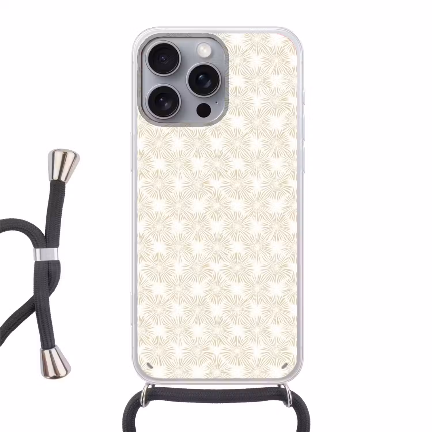 Abstract - Motief - Beige Hoesje iPhone 16 Pro Max met koord klein 804 -3d