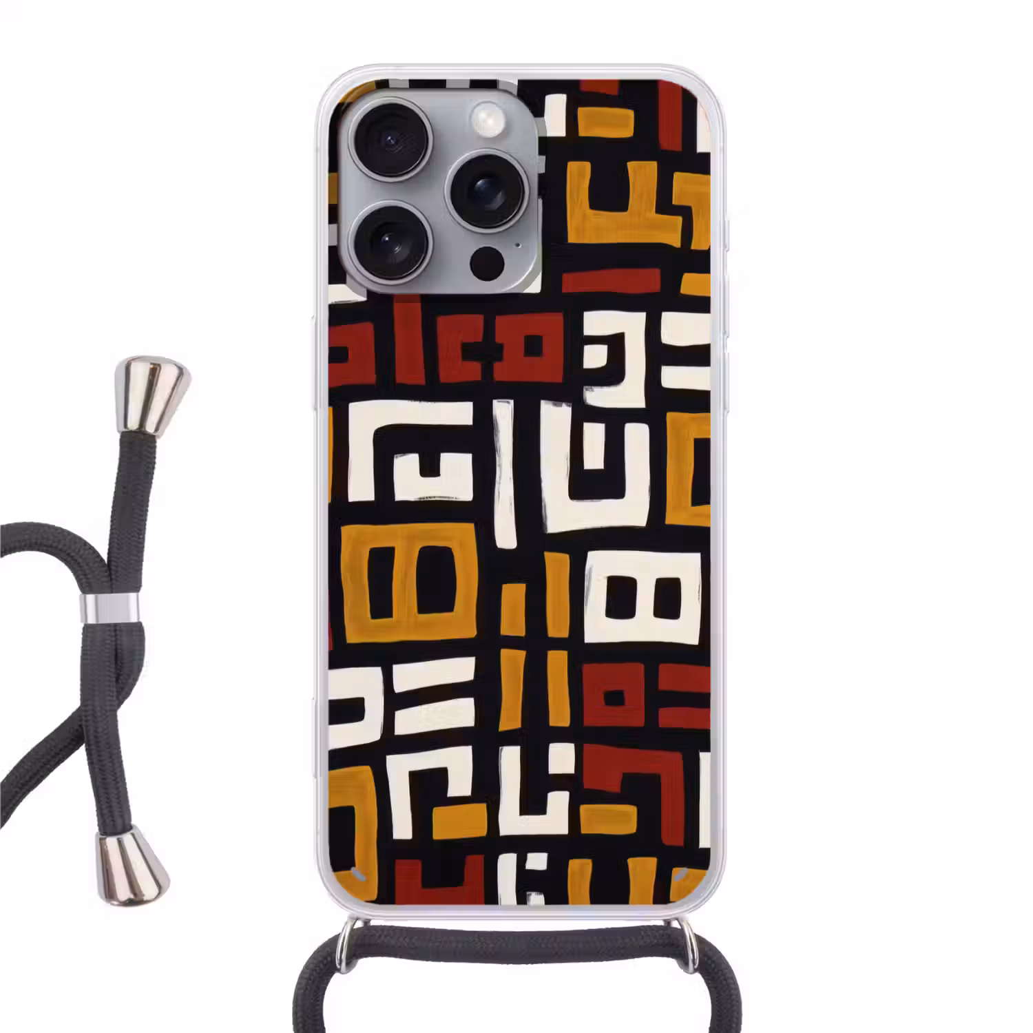 Abstract - Patroon - Rood Hoesje iPhone 16 Pro Max met koord klein -3d