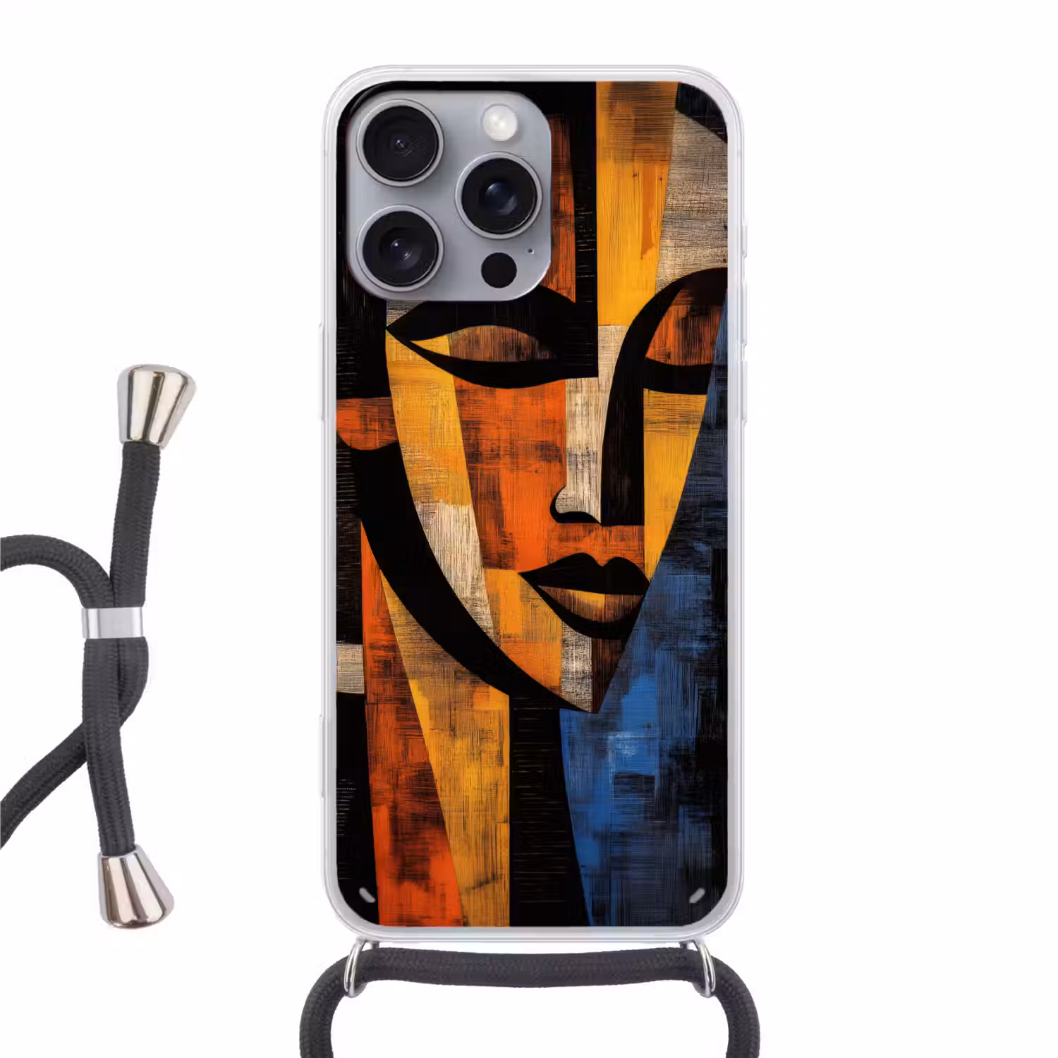 Abstract - Portret - Kleurvakken Hoesje iPhone 16 Pro Max met koord klein -3d