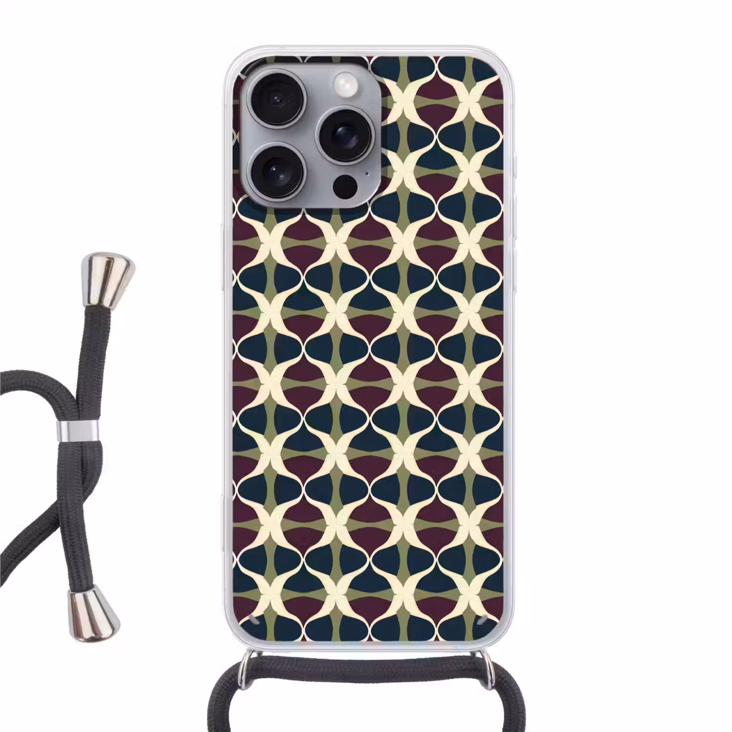 Abstract - Retro - Kleurrijk Hoesje iPhone 16 Pro Max met koord klein 804 -3d