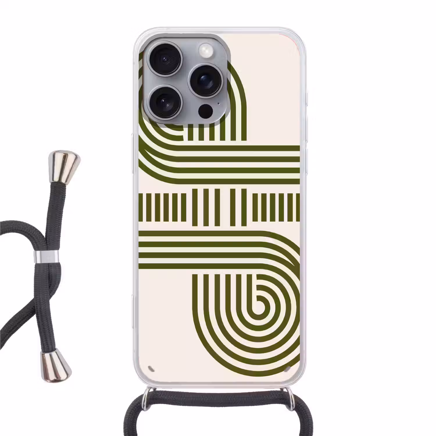 Abstract - Vormen - Modern - Groen Hoesje iPhone 16 Pro Max met koord klein -3d