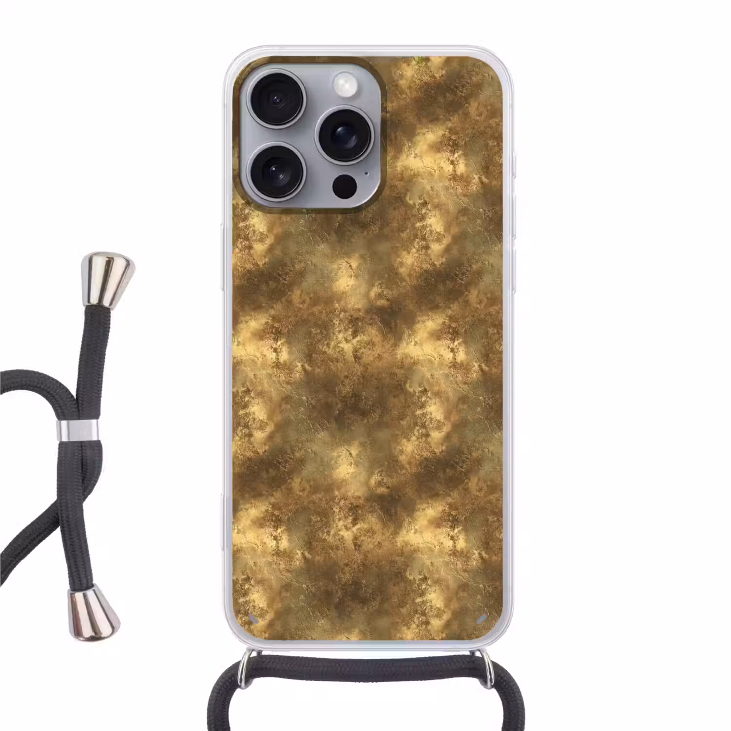 Antiek - Metaallook - Goud Hoesje iPhone 16 Pro Max met koord klein 804 -3d