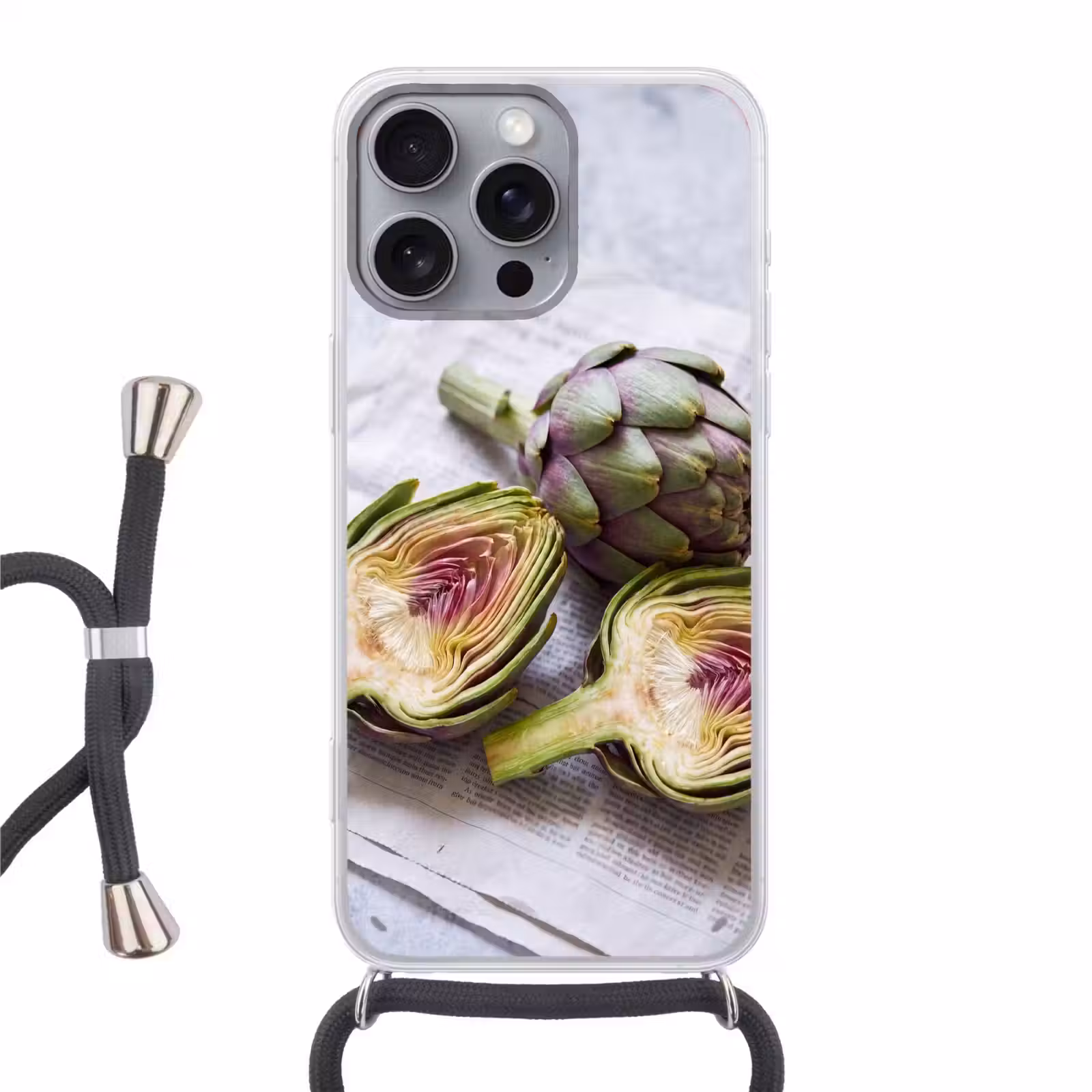 Telefoonhoesje met koord - Artisjok - Doorgesneden - Eten - Artisjok - Doorgesneden - Eten Hoesje iPhone 16 Pro Max met koord klein