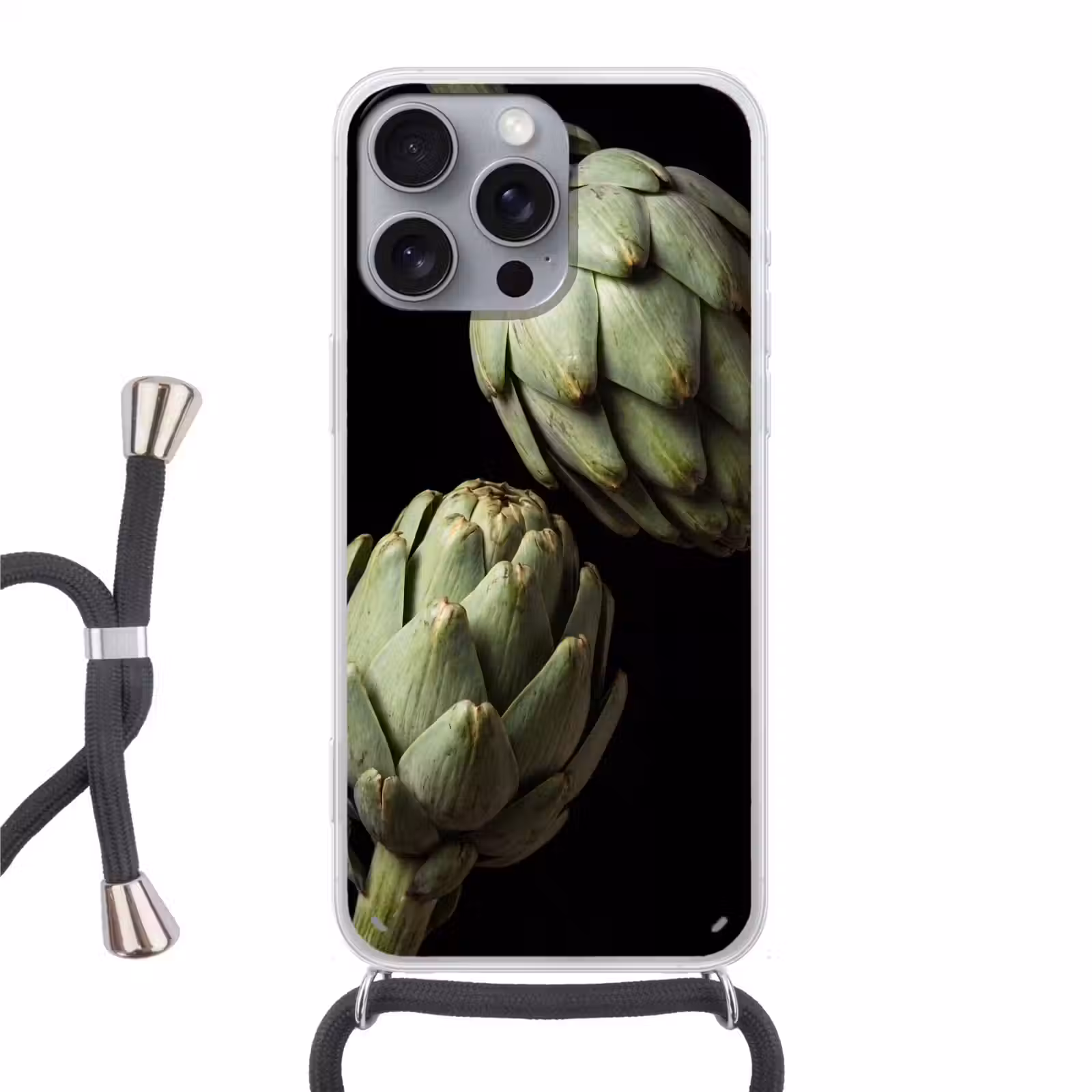 Telefoonhoesje met koord - Artisjok - Groen - Eten - Artisjok - Groen - Eten Hoesje iPhone 16 Pro Max met koord klein
