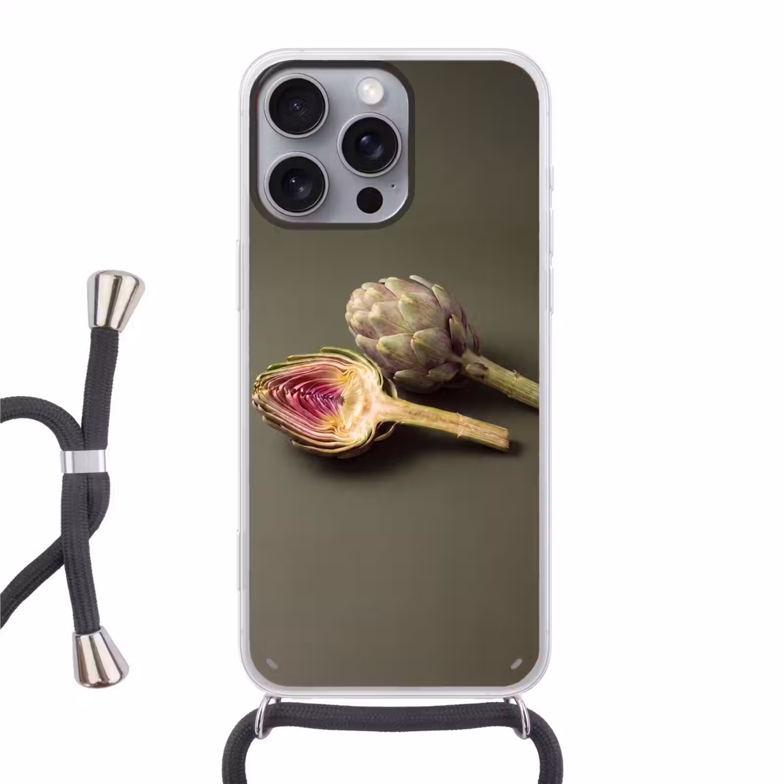 Telefoonhoesje met koord - Artisjok - Paars - Voedsel - Artisjok - Paars - Voedsel Hoesje iPhone 16 Pro Max met koord klein