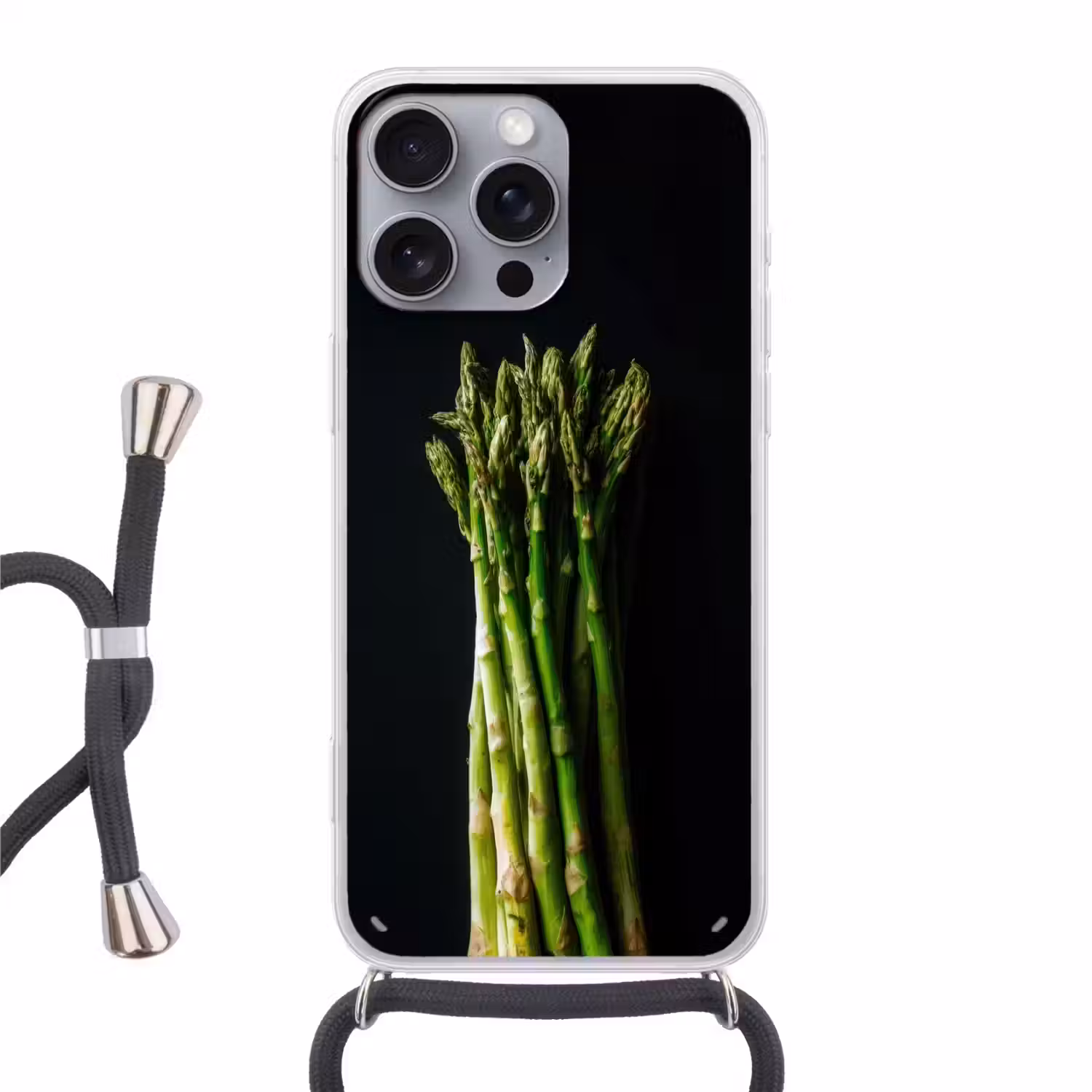 Asperges - Felgroen Hoesje iPhone 16 Pro Max met koord klein -3d