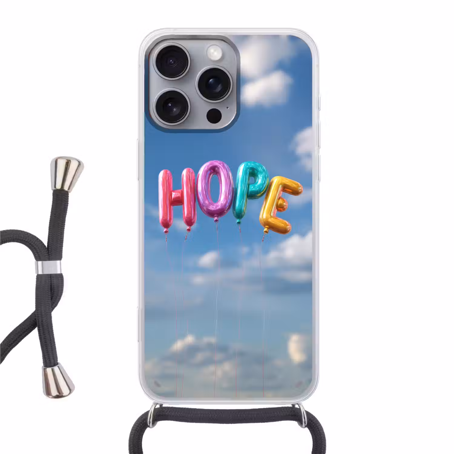 Ballonen - Lucht - Hope Hoesje iPhone 16 Pro Max met koord klein -3d