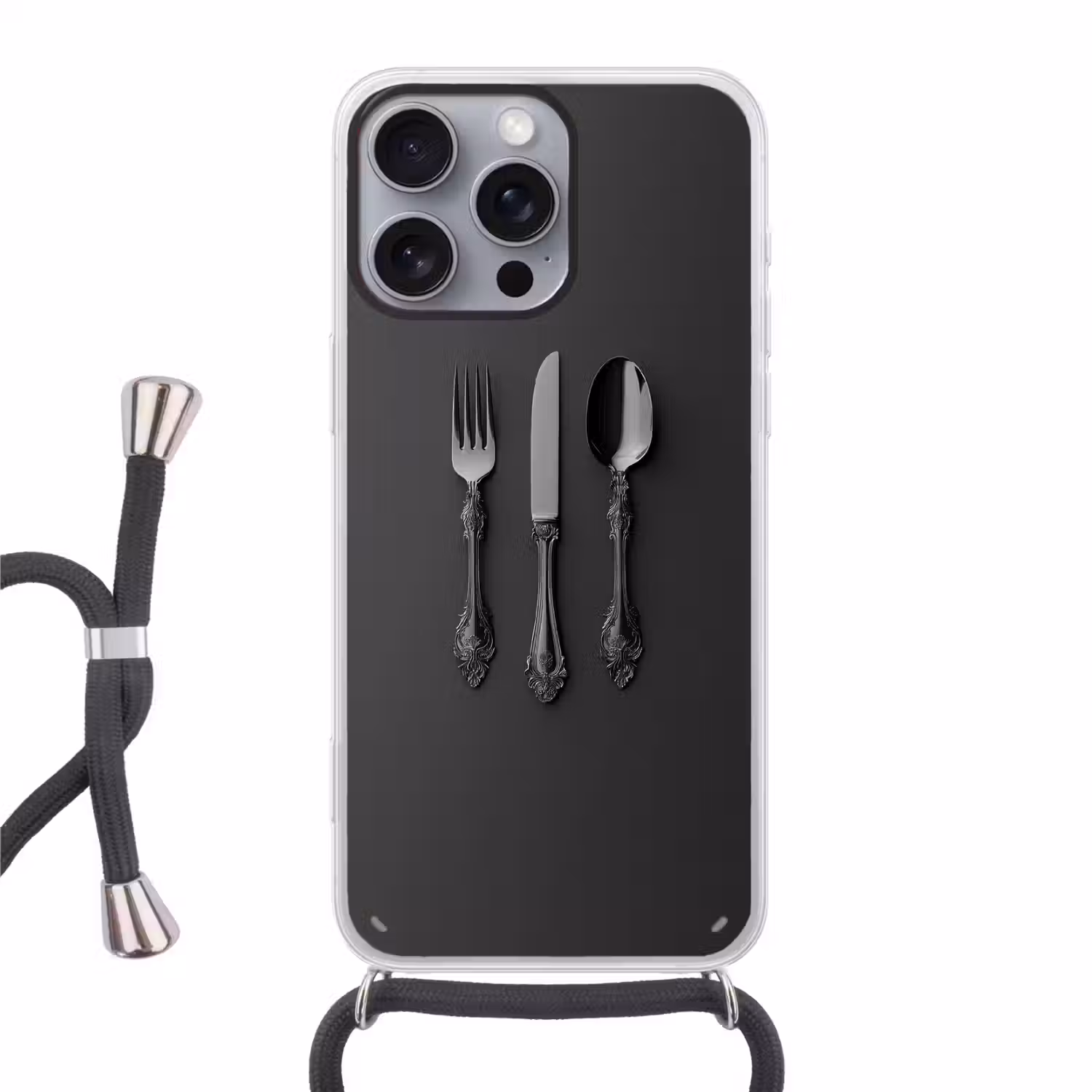 Bestek - Zwart Hoesje iPhone 16 Pro Max met koord klein -3d