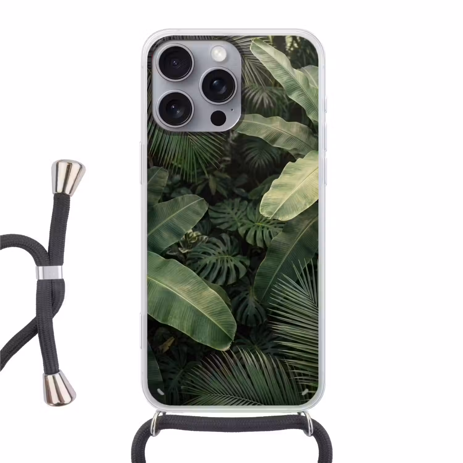 Bladeren - Groen - Tropisch - Natuur Hoesje iPhone 16 Pro Max met koord klein -3d
