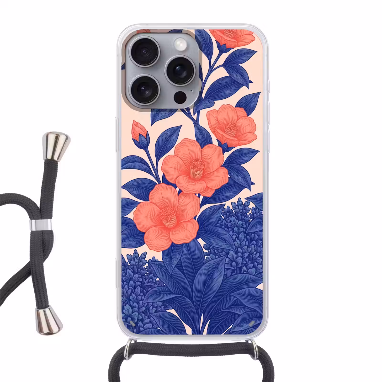 Telefoonhoesje met koord - Bloemen - Bladeren - Botanisch — 1