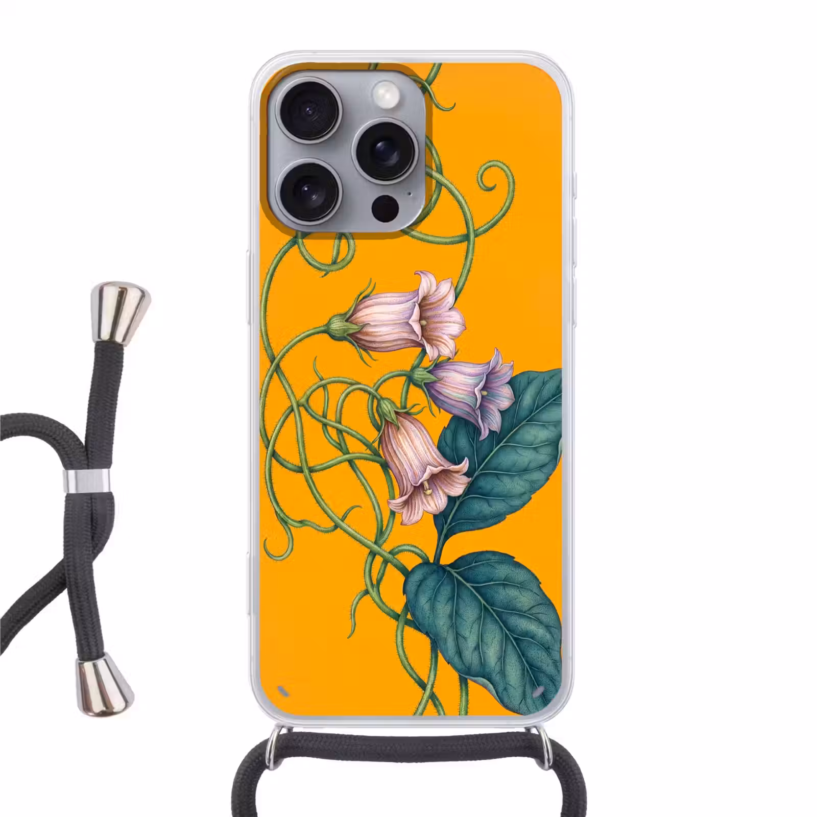 Telefoonhoesje met koord - Bloemen - Botanisch - Geel - Bloemen - Botanisch - Geel Hoesje iPhone 16 Pro Max met koord klein