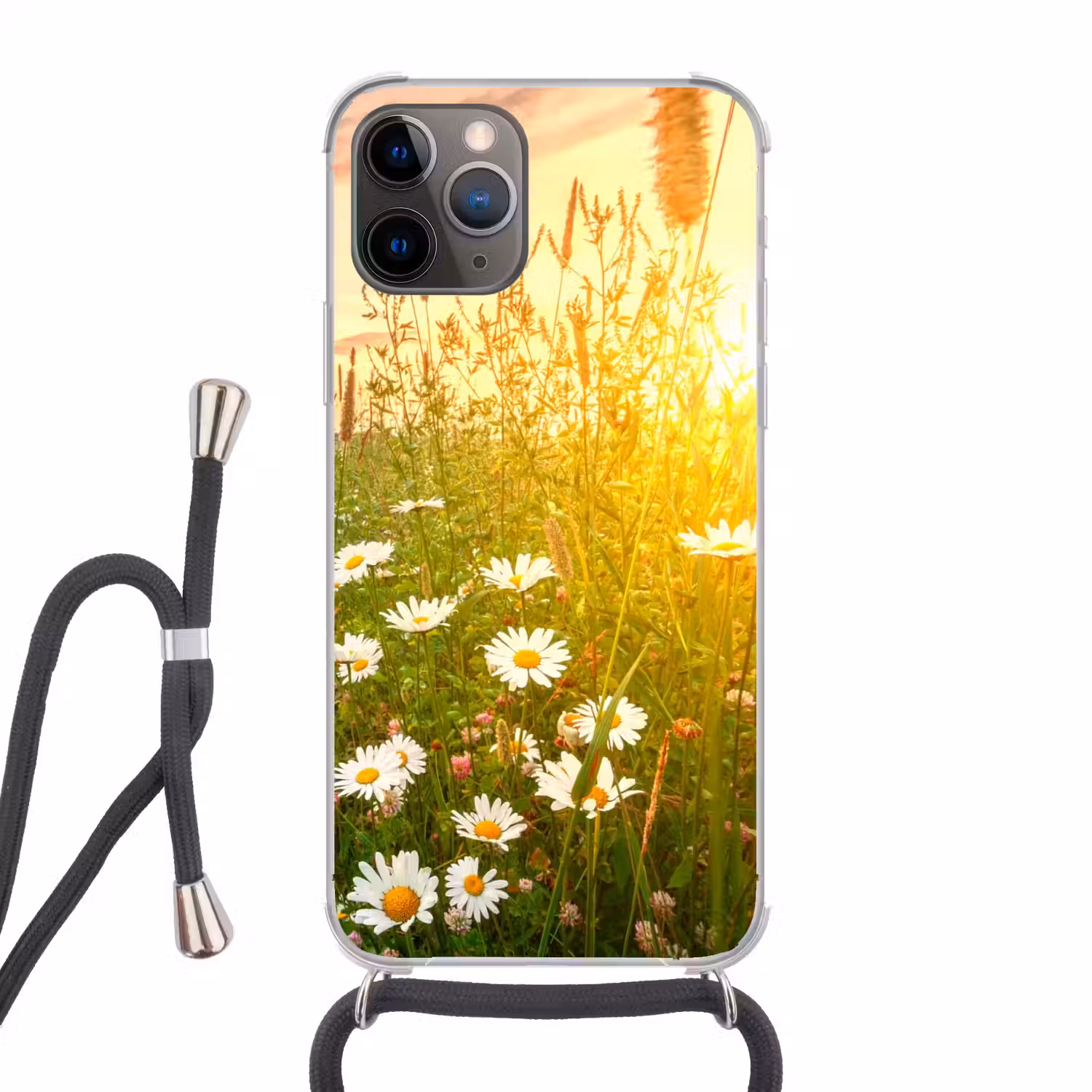 Bloemen - Madelief - Natuur Hoesje iPhone 12 Pro met koord klein -3d