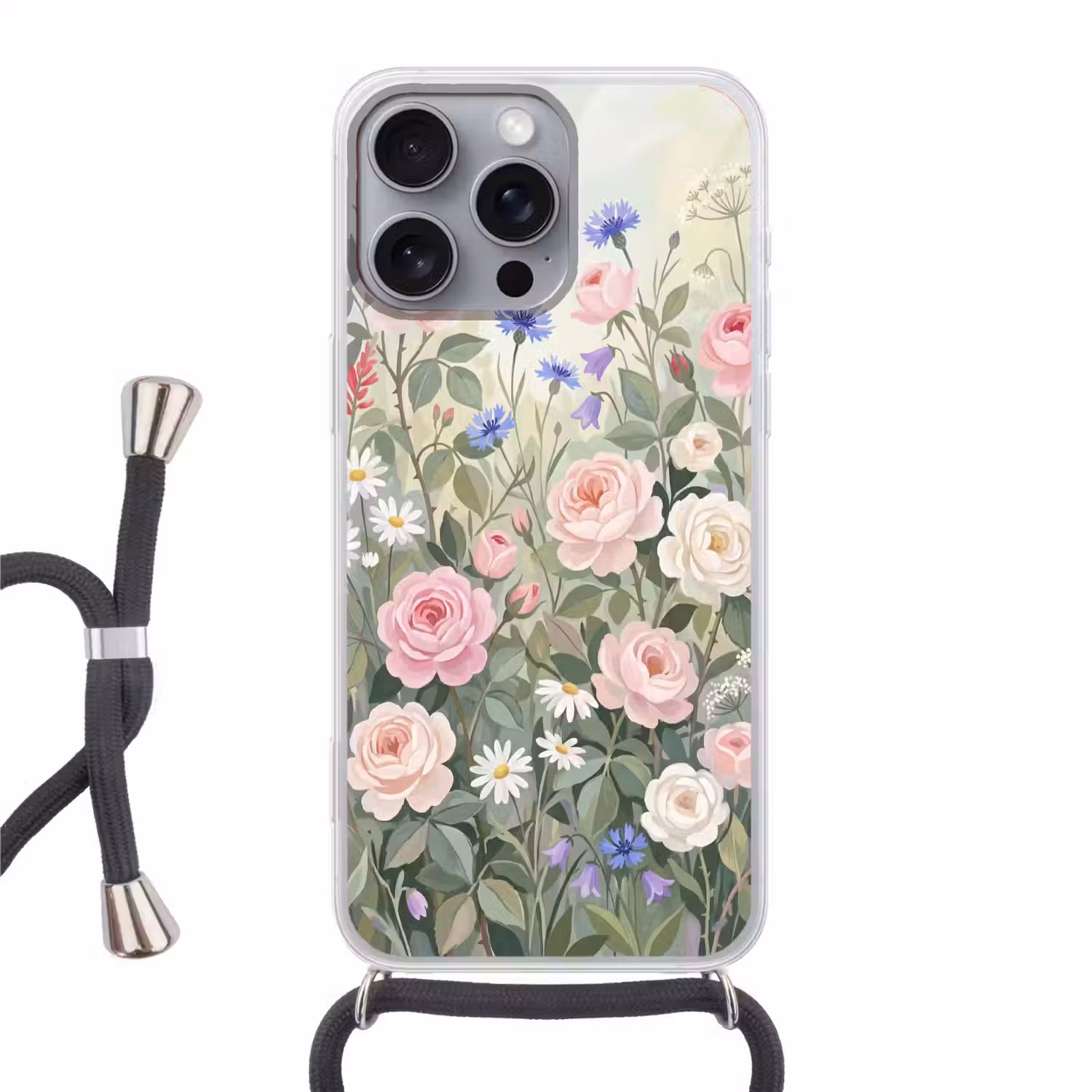 Bloemen - Tuin - Natuur - Kleurrijk Hoesje iPhone 16 Pro Max met koord klein -3d