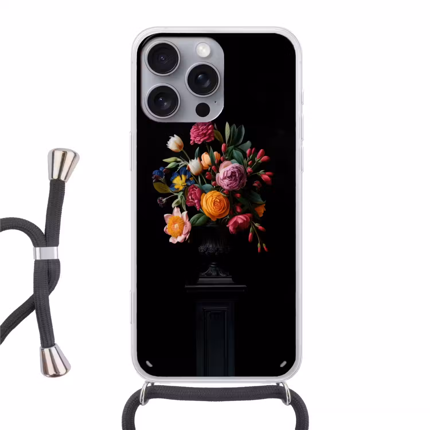 Boeket - Romantisch - Kleurrijk Hoesje iPhone 16 Pro Max met koord klein -3d