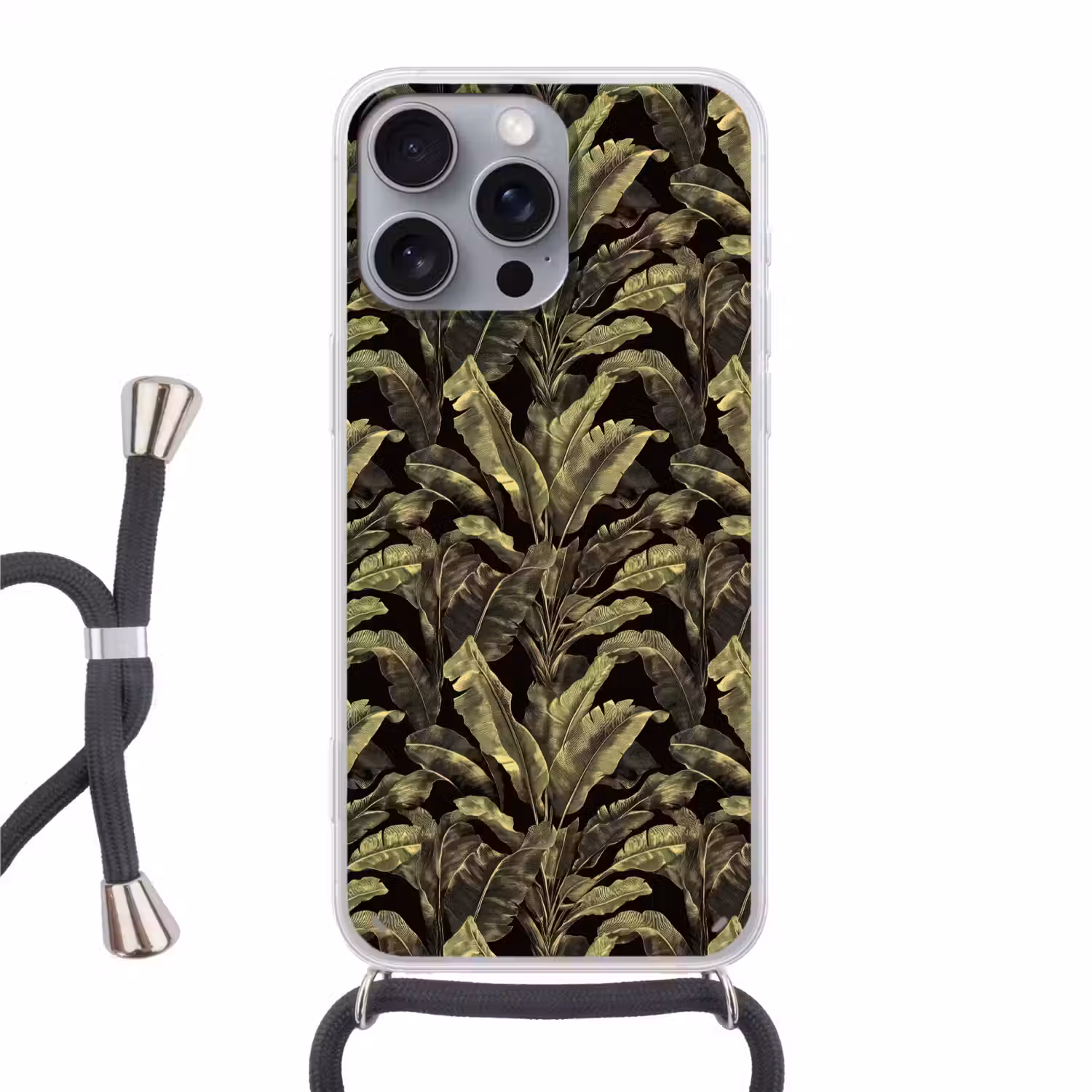 Botanisch - Bladeren - Groen Hoesje iPhone 16 Pro Max met koord klein 804 -3d