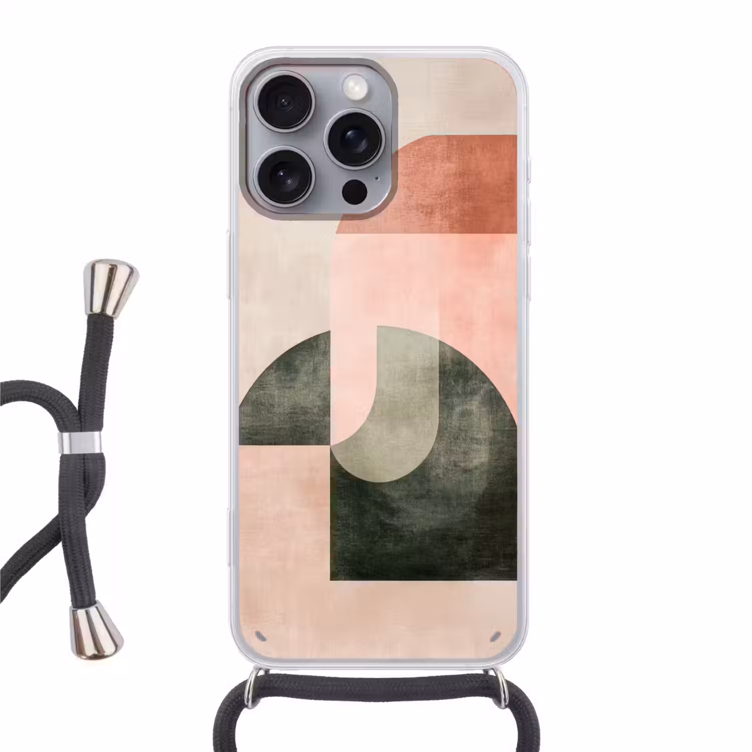 Cirkel - Abstract - Roze Hoesje iPhone 16 Pro Max met koord klein -3d