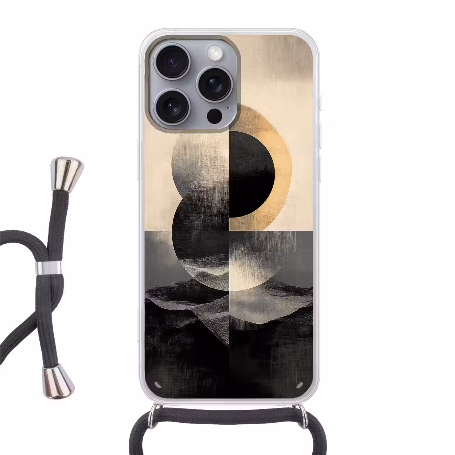 Cirkels - Schaduw - Abstract Hoesje iPhone 16 Pro Max met koord klein -3d