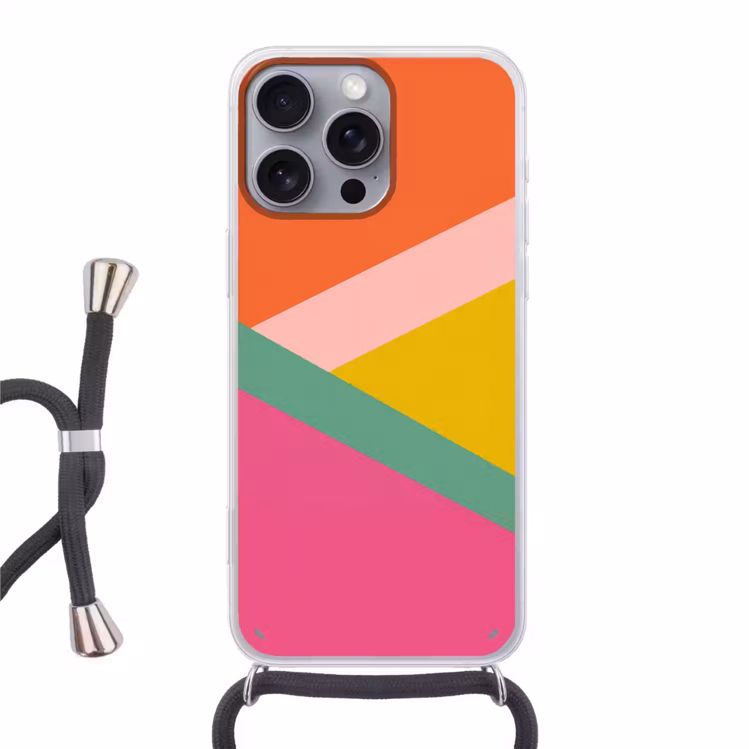Driehoeken - Kleurrijk - Abstract Hoesje iPhone 16 Pro Max met koord klein -3d