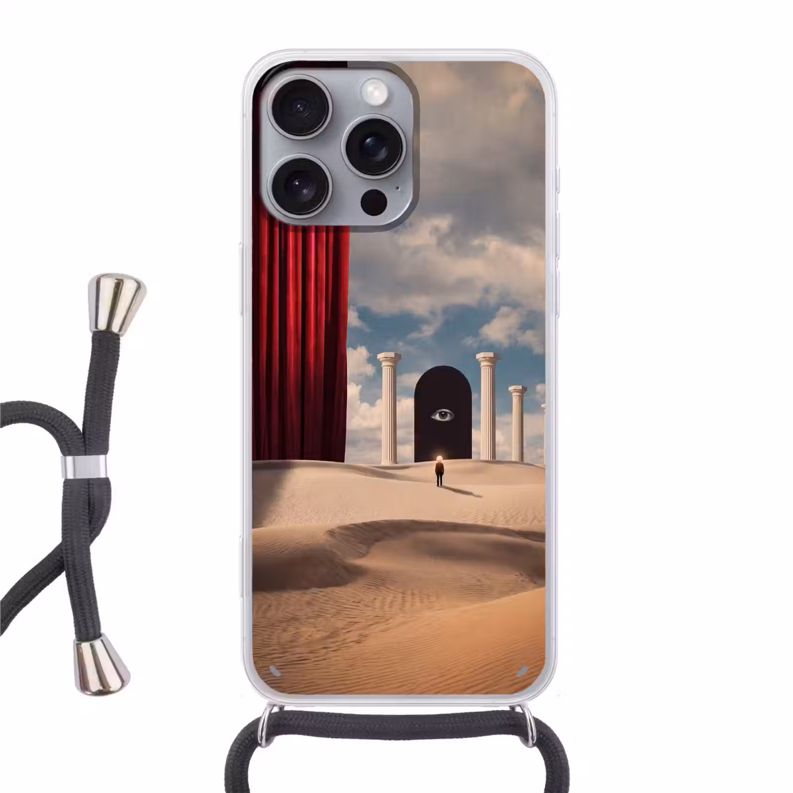 Telefoonhoesje met koord - Droom - Woestijn - Oog - Droom - Woestijn - Oog Hoesje iPhone 16 Pro Max met koord klein