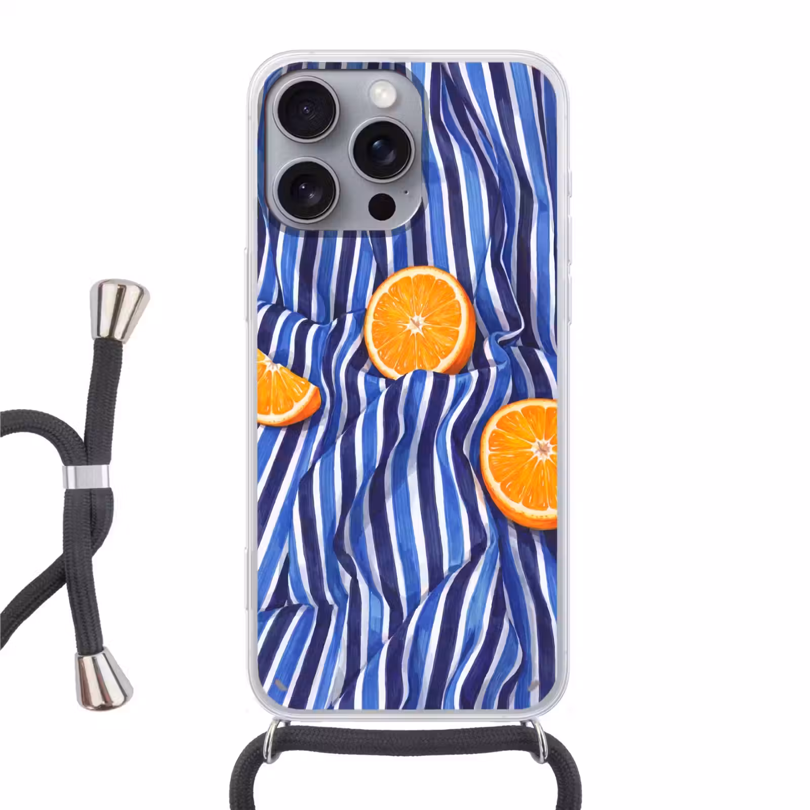 Telefoonhoesje met koord - Eten - Fruit - Oranje - Eten - Fruit - Oranje Hoesje iPhone 16 Pro Max met koord klein