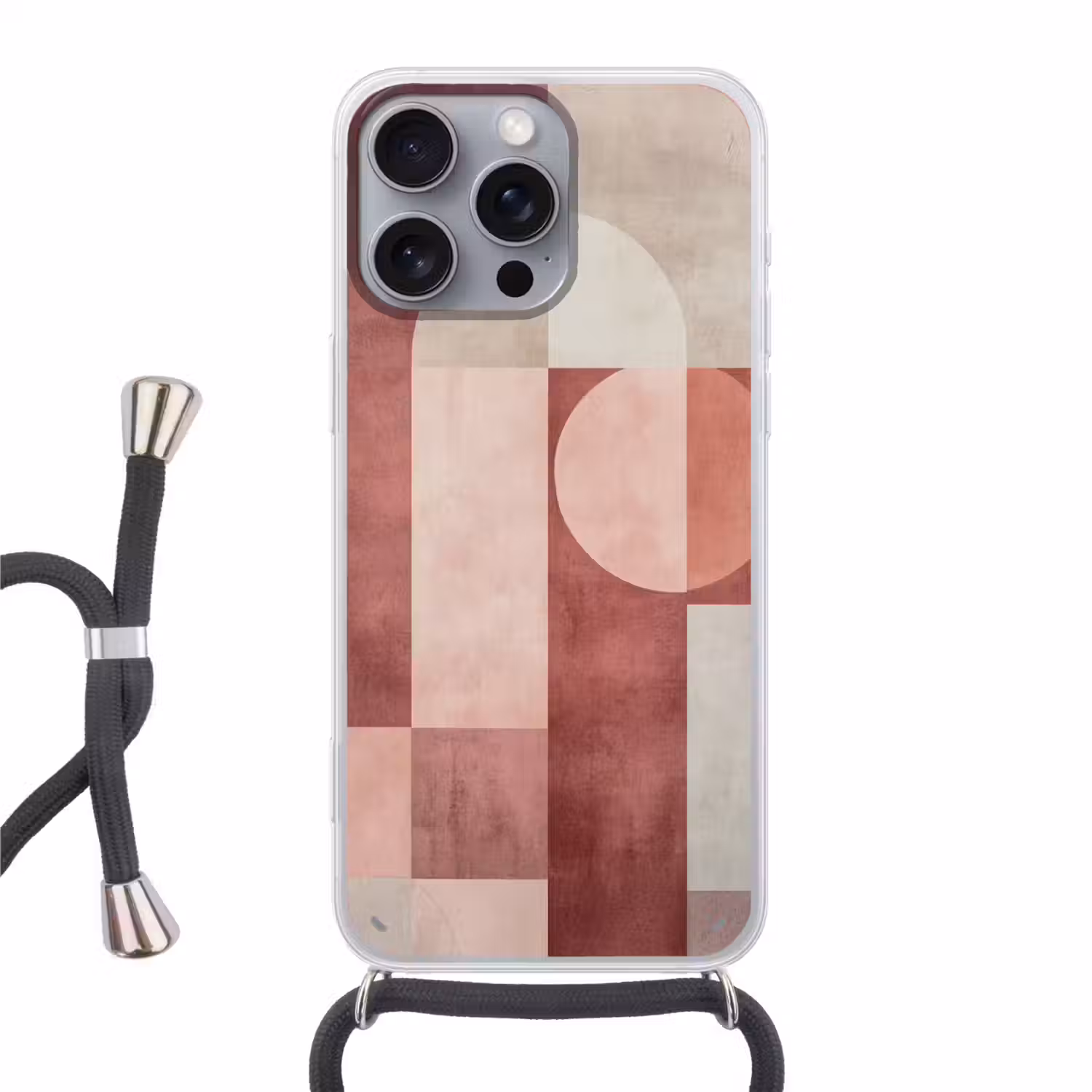 Figuren - Abstract - Roze Hoesje iPhone 16 Pro Max met koord klein -3d