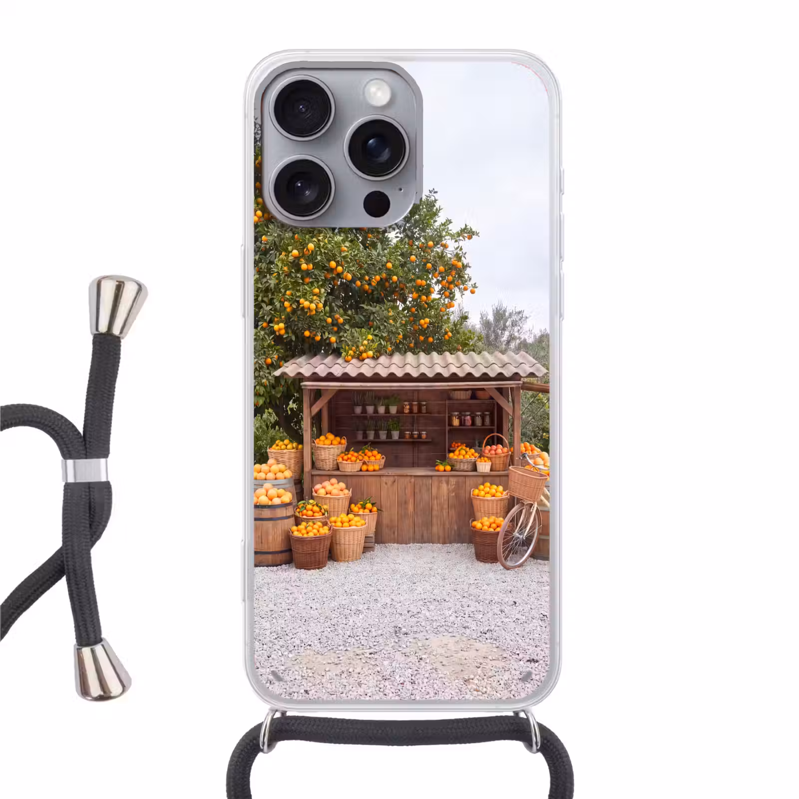 Telefoonhoesje met koord - Fruit - Markt - Landelijk - Fruit - Markt - Landelijk Hoesje iPhone 16 Pro Max met koord klein