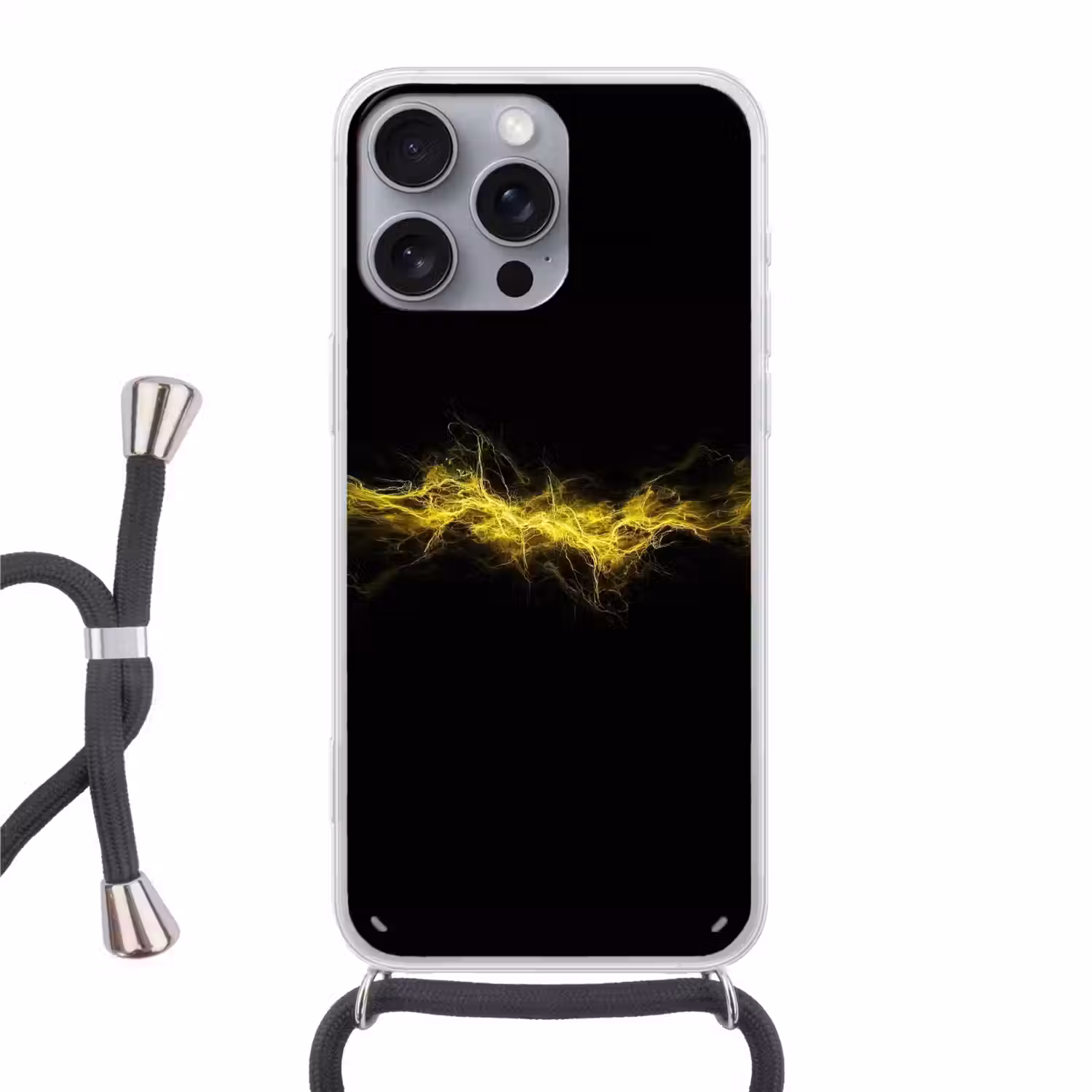 Gaming - Elektriciteit - Geel - Energie Hoesje iPhone 16 Pro Max met koord klein -3d