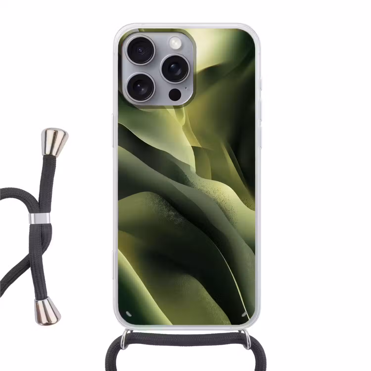 Gaming - Golven - Abstract - Heuvels - Groen Hoesje iPhone 16 Pro Max met koord klein -3d
