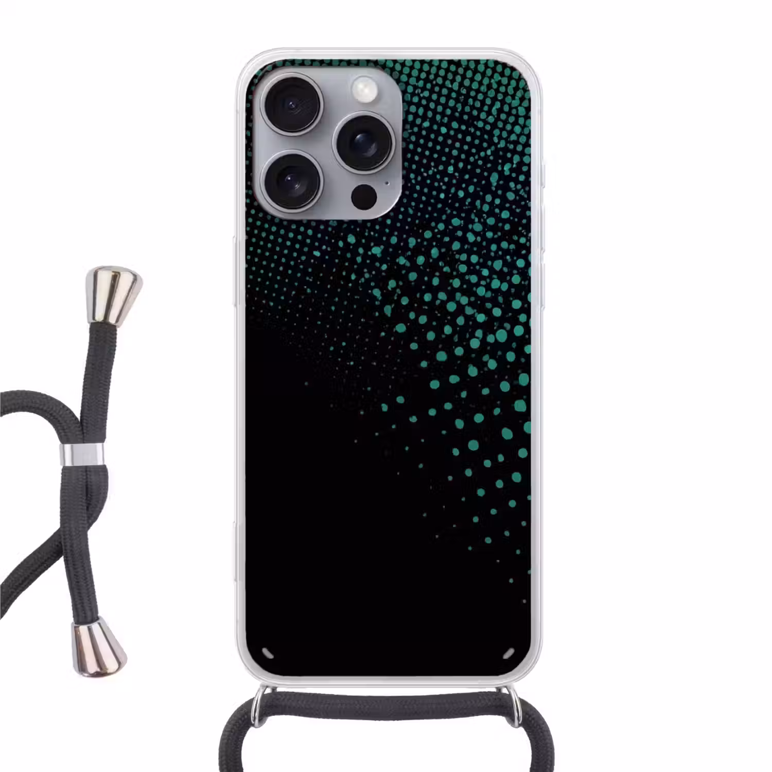 Gaming - Stippen - Groen - Vervagen Hoesje iPhone 16 Pro Max met koord klein -3d