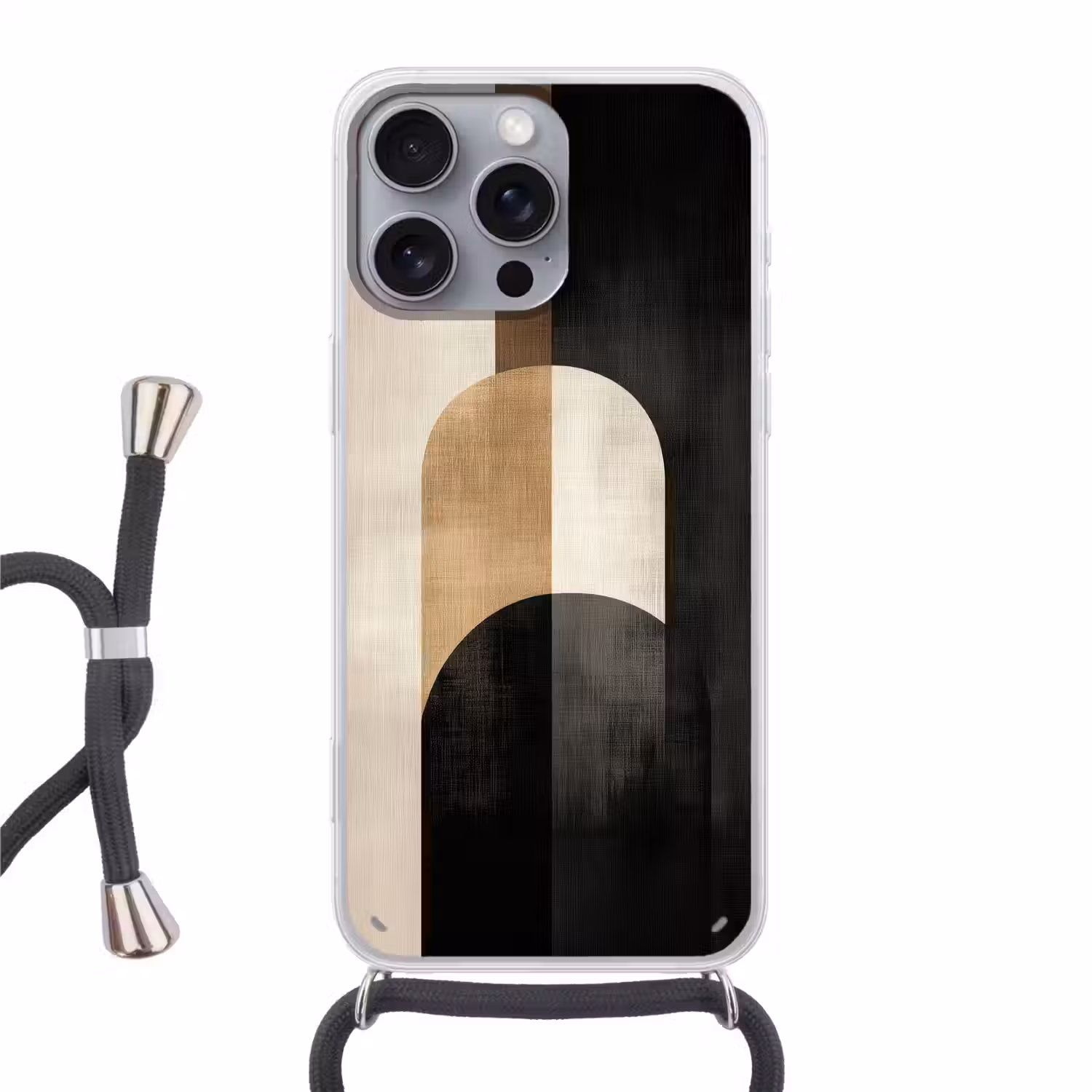 Geometrische - Vormen - Wit Hoesje iPhone 16 Pro Max met koord klein -3d