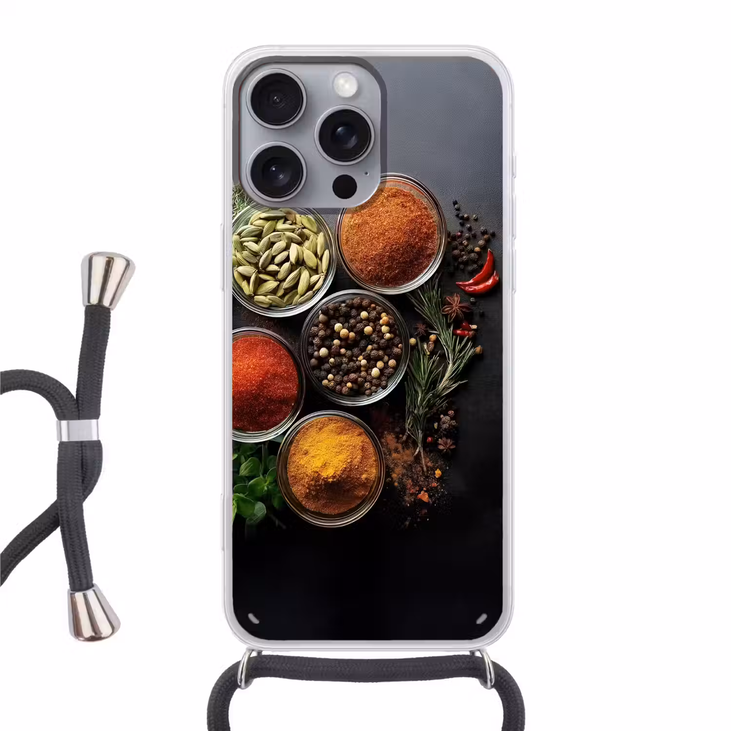 Glazen - Bakjes - Blaadjes - Kruiden Hoesje iPhone 16 Pro Max met koord klein -3d