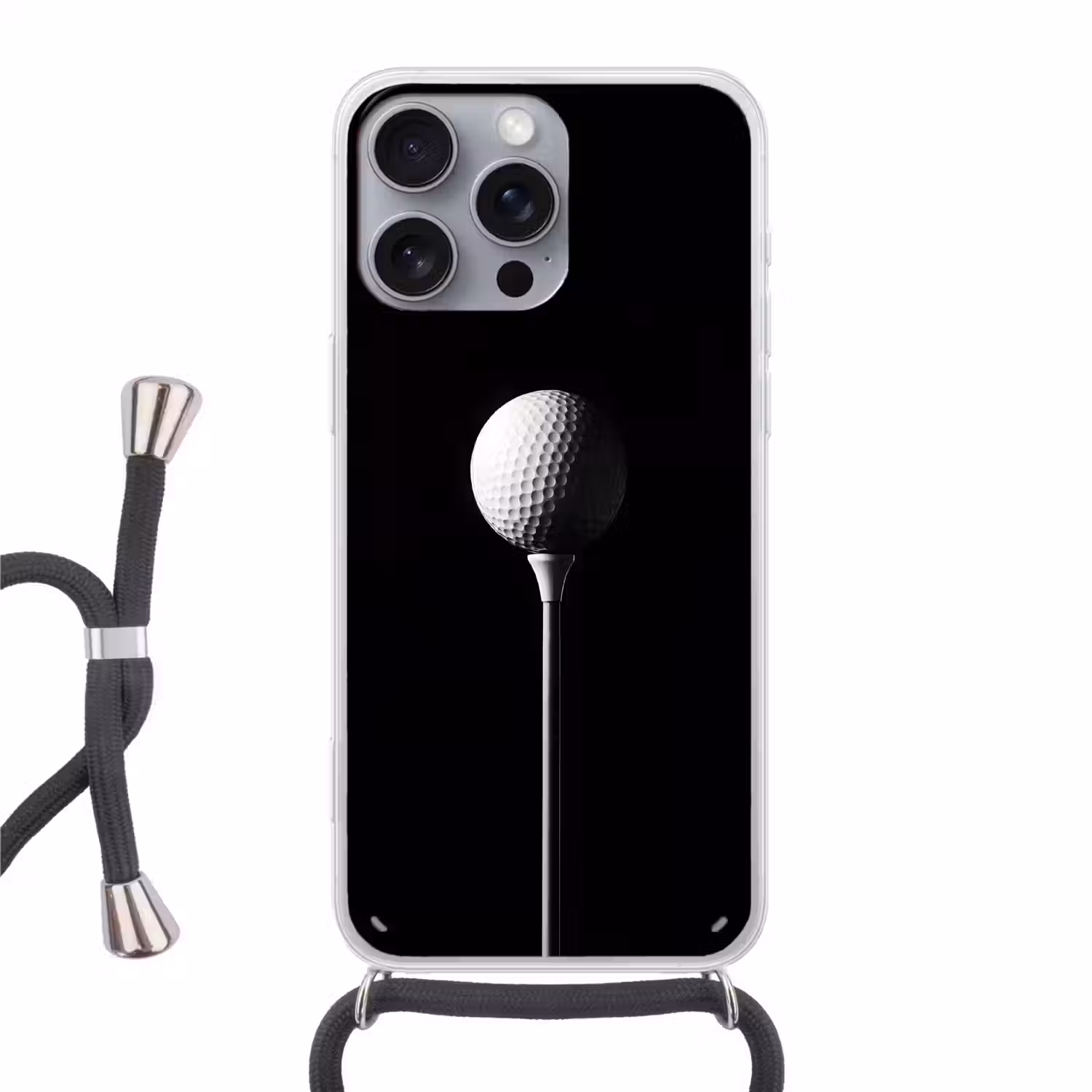 Golfbal - Minimalistisch - Wit Hoesje iPhone 16 Pro Max met koord klein -3d