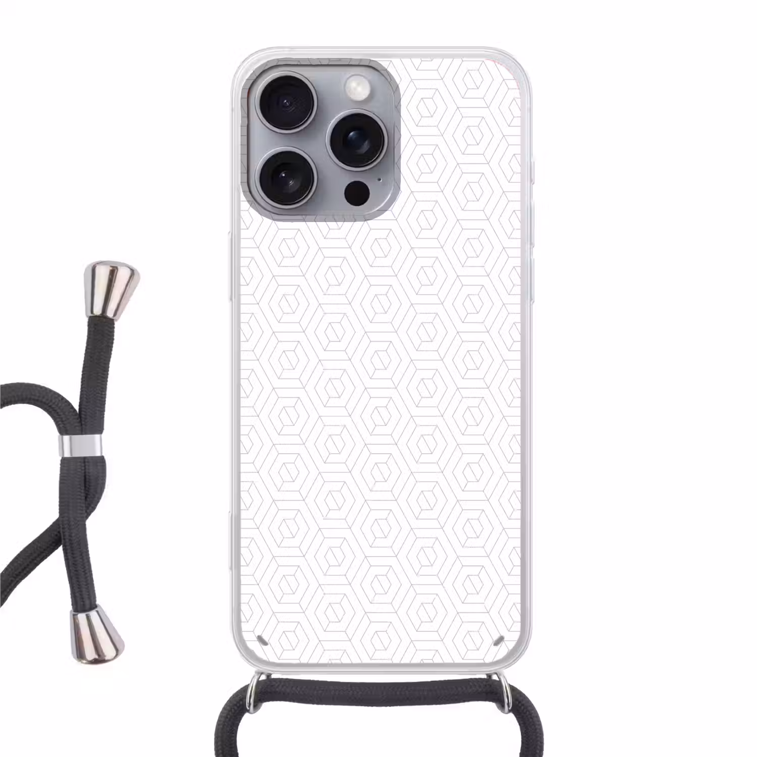 Grafisch - Patroon - Modern Hoesje iPhone 16 Pro Max met koord klein 804 -3d